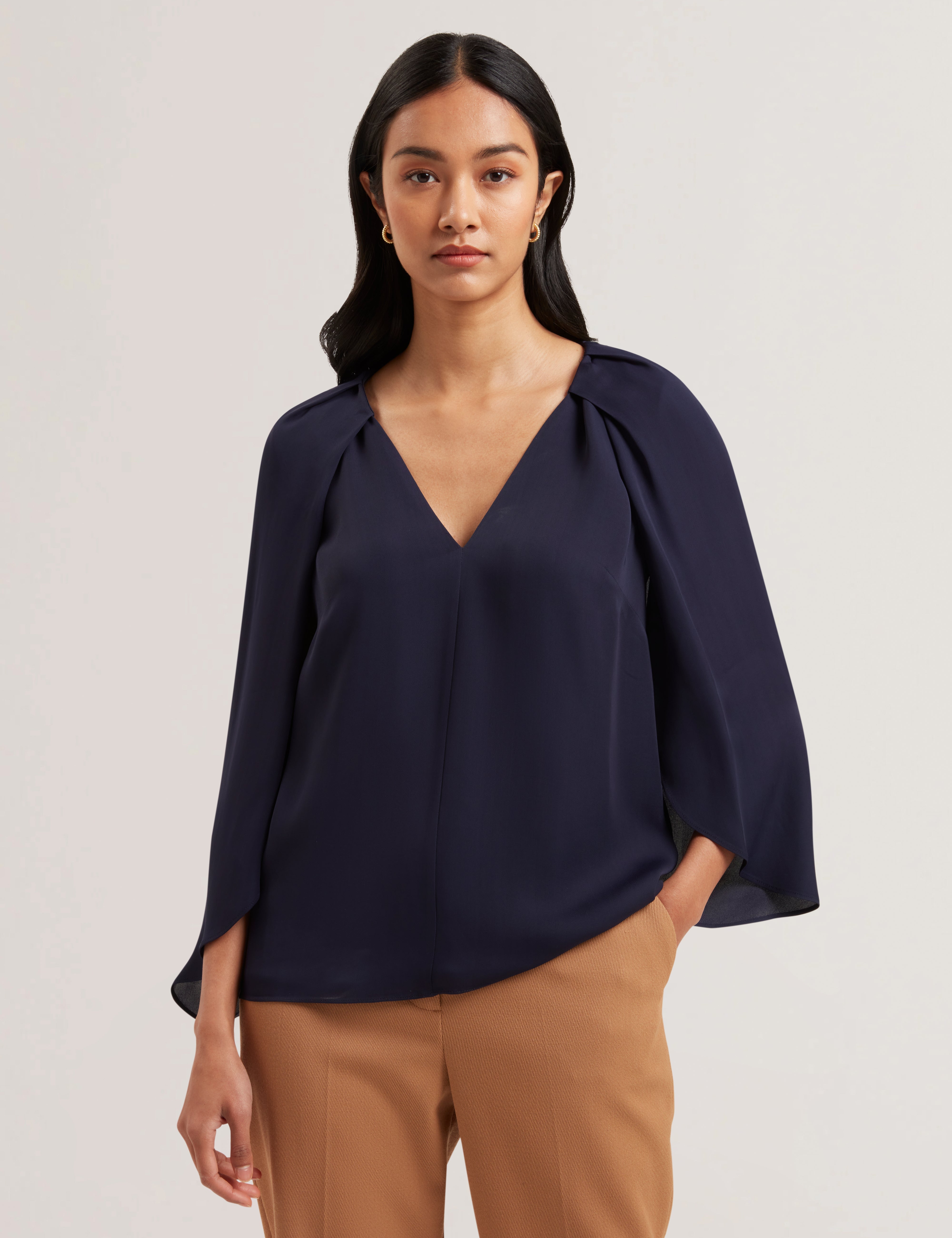 Evros Long Sleeve Blouse Navy