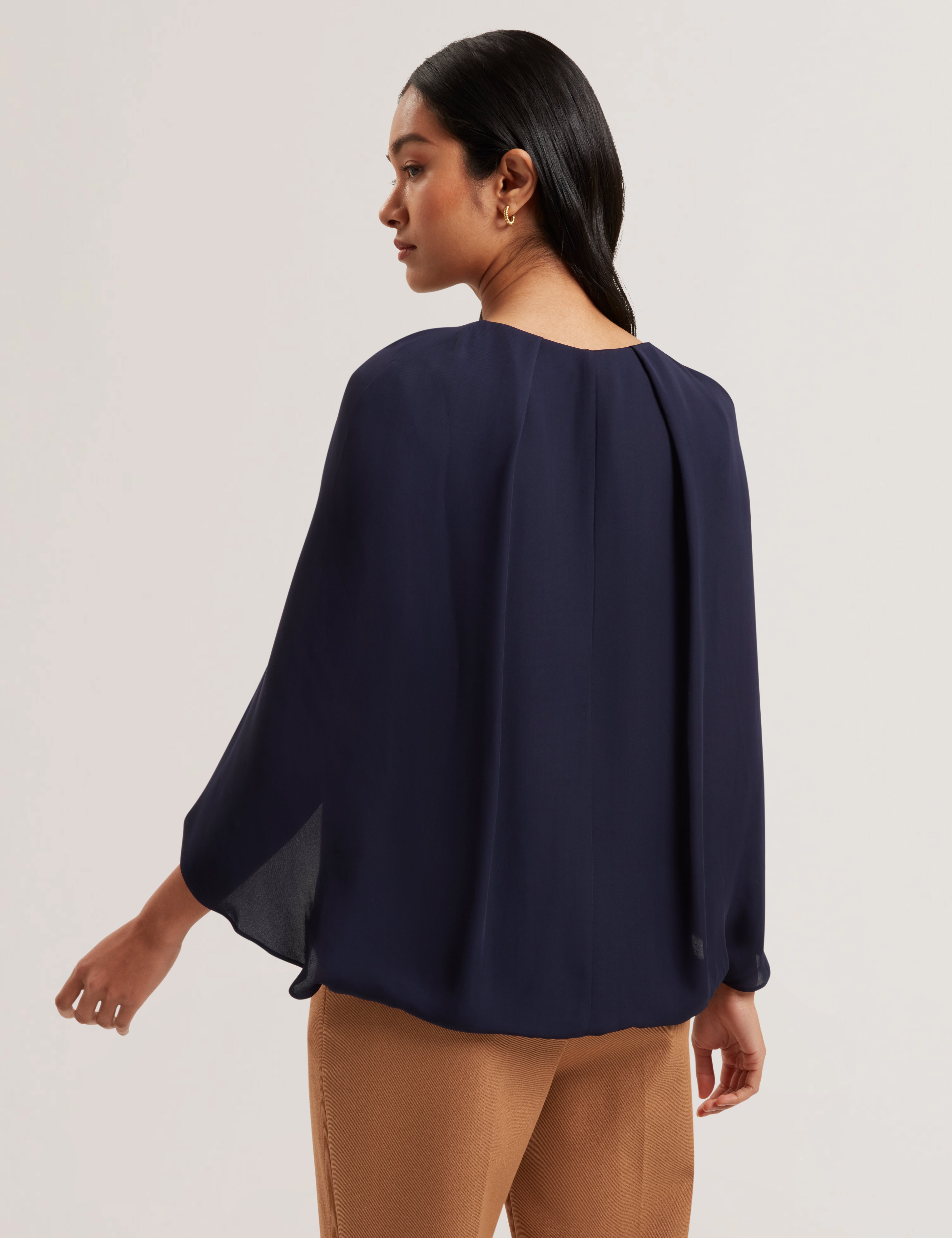 Evros Long Sleeve Blouse Navy