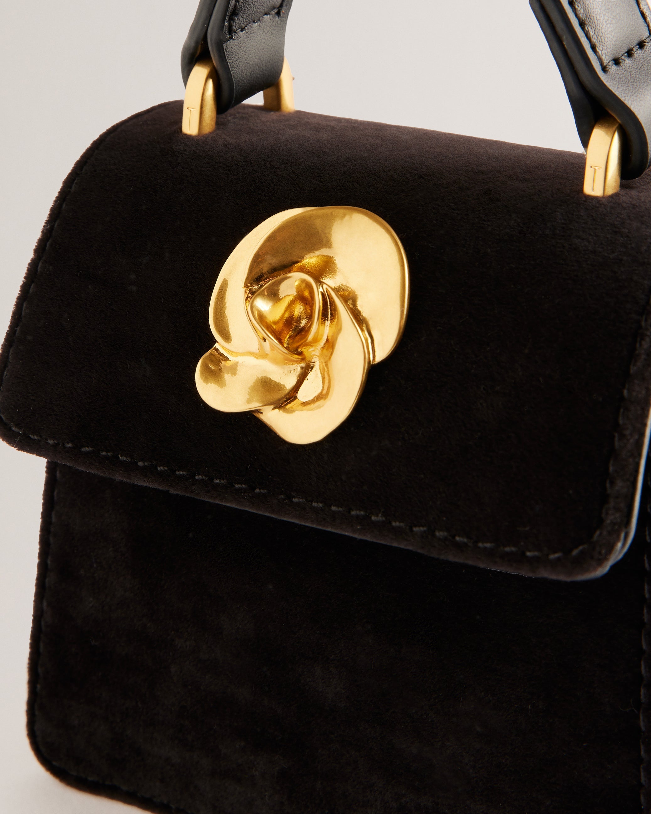 Rosiya Velvet Mini Top Handle Rose Bag Black