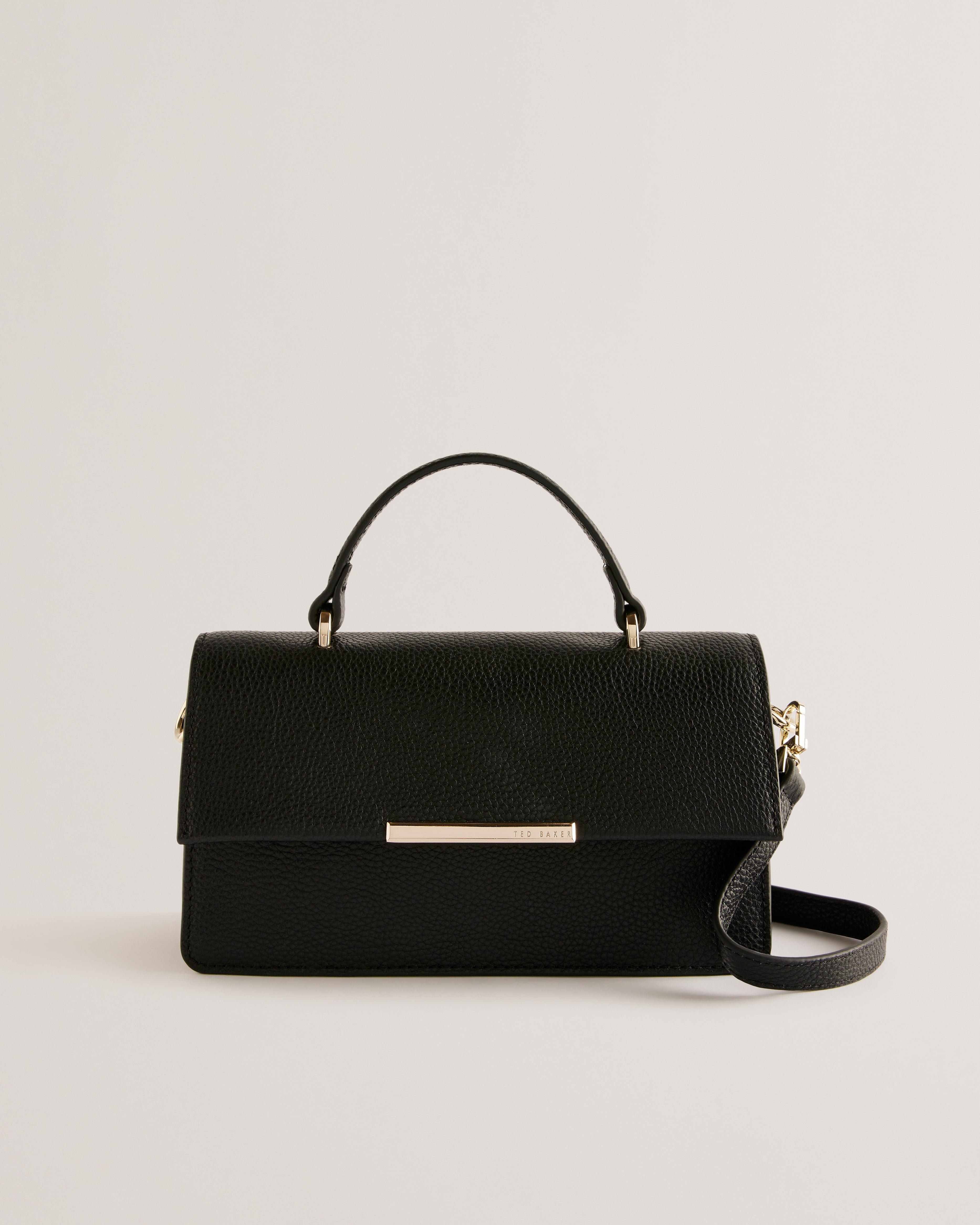 Rosly Bar Detail Elongated Top Handle Bag Black