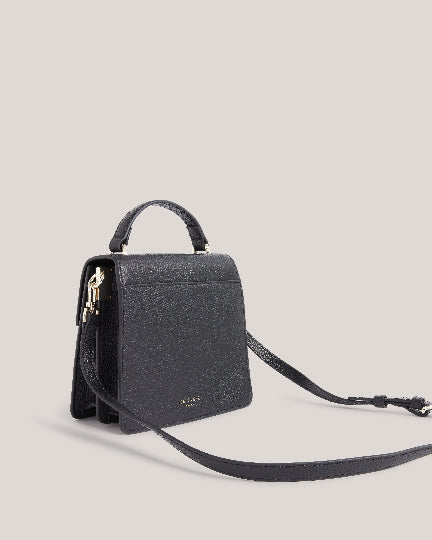 Roselii Bar Detail Medium Top Handle Bag Black