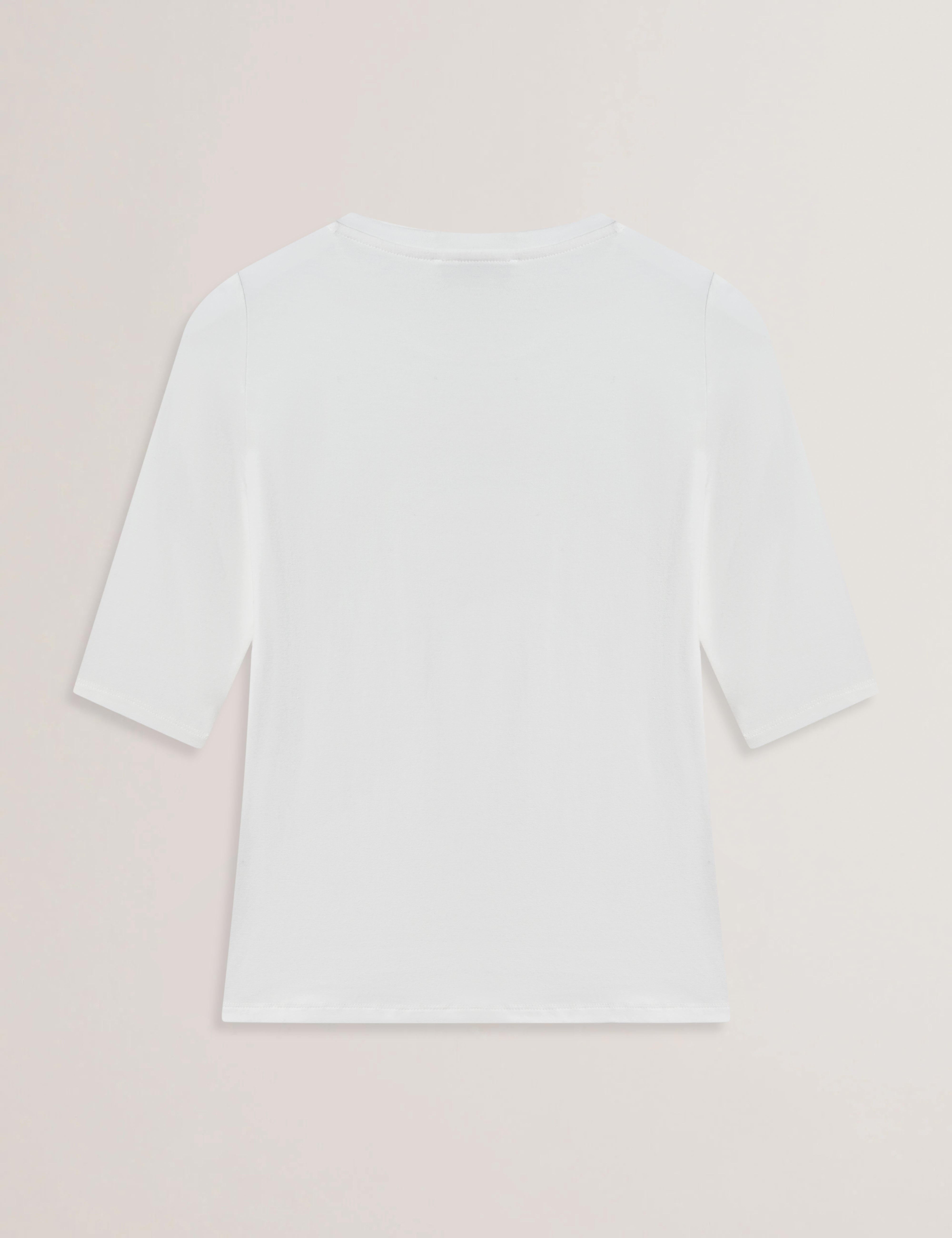 Casy Fitted Half Sleeve Chest Branded Tee Ivory