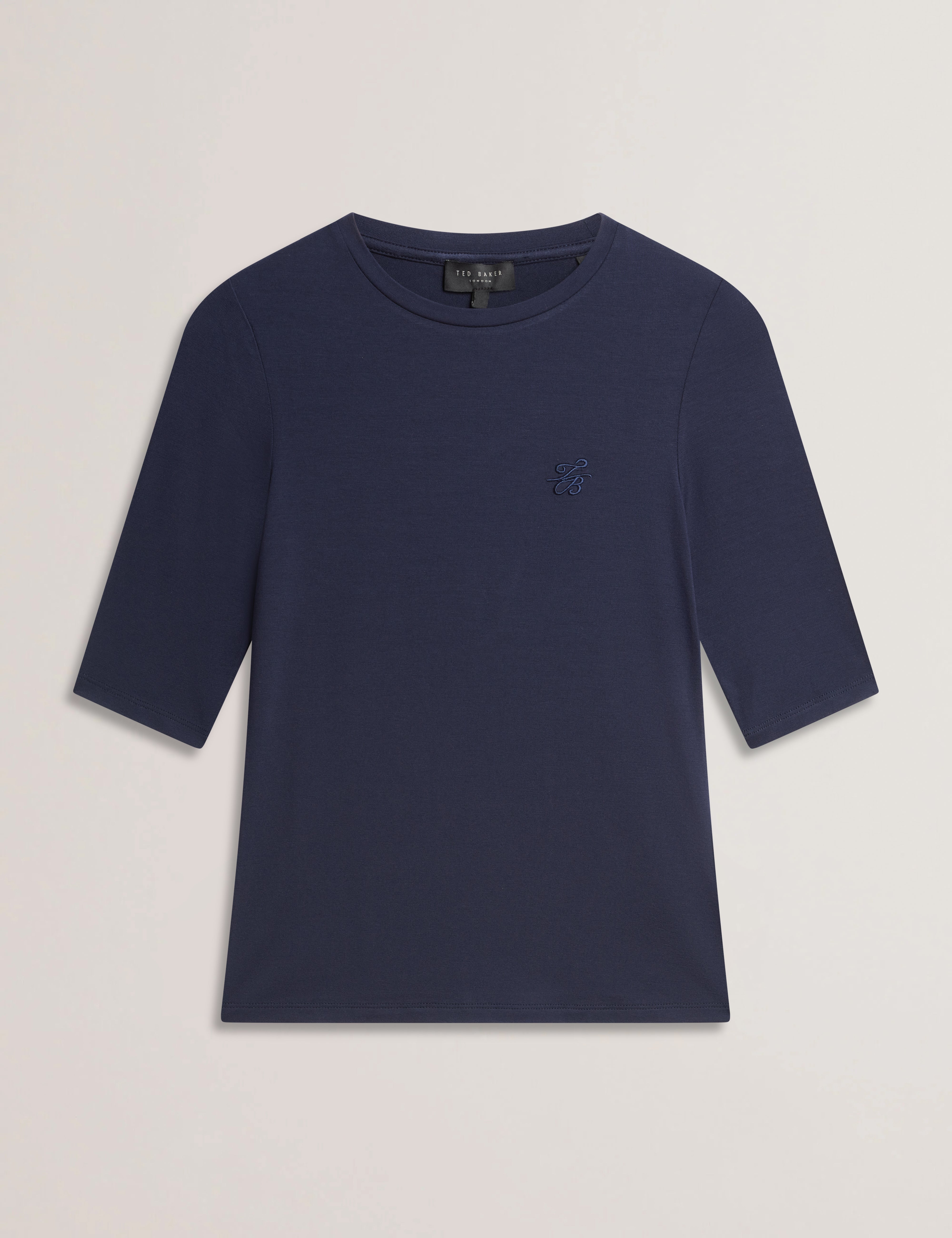 Casy Fitted Half Sleeve Chest Branded Tee Navy