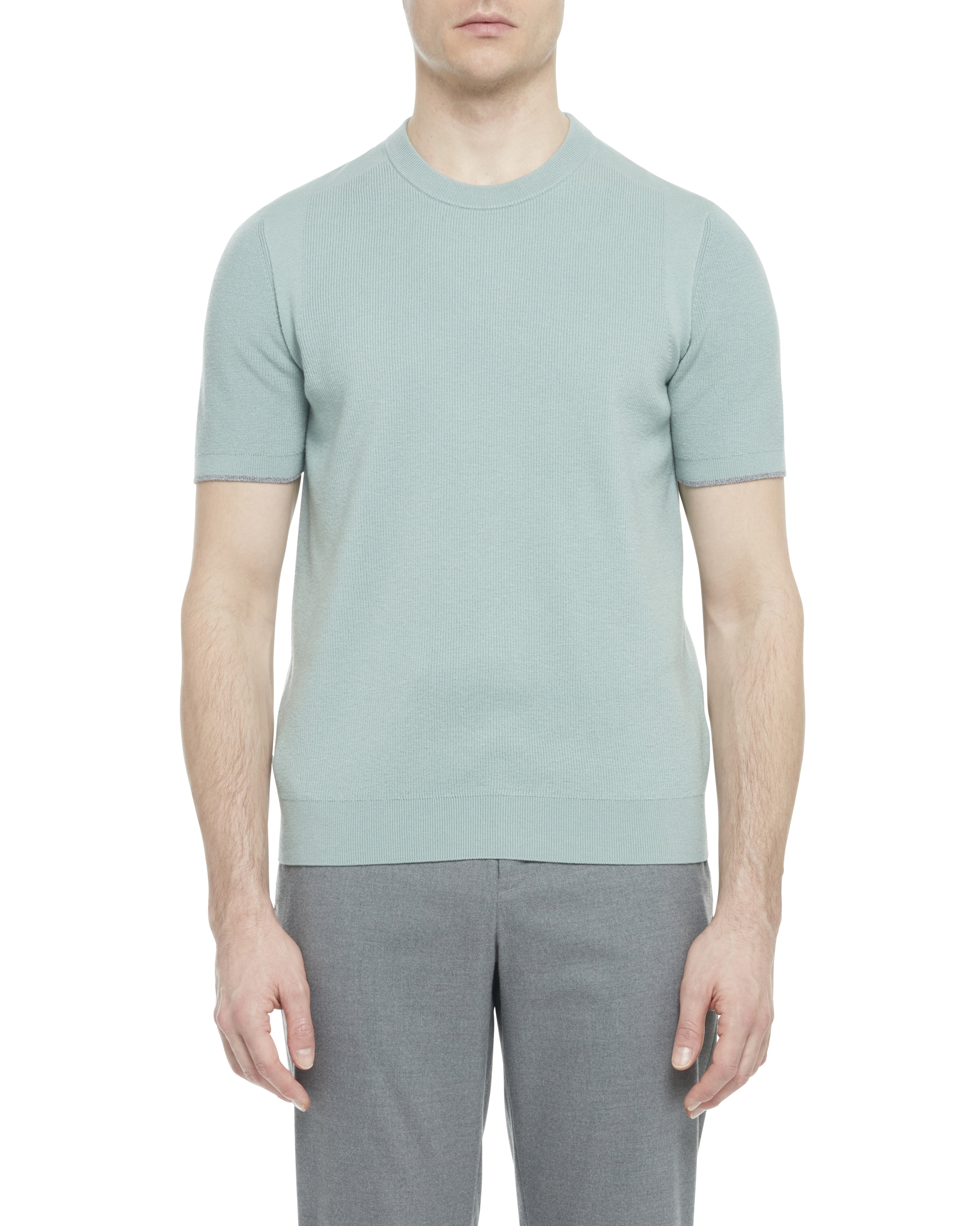 Voisin Short Sleeve Mixed Ribbed T-Shirt Green