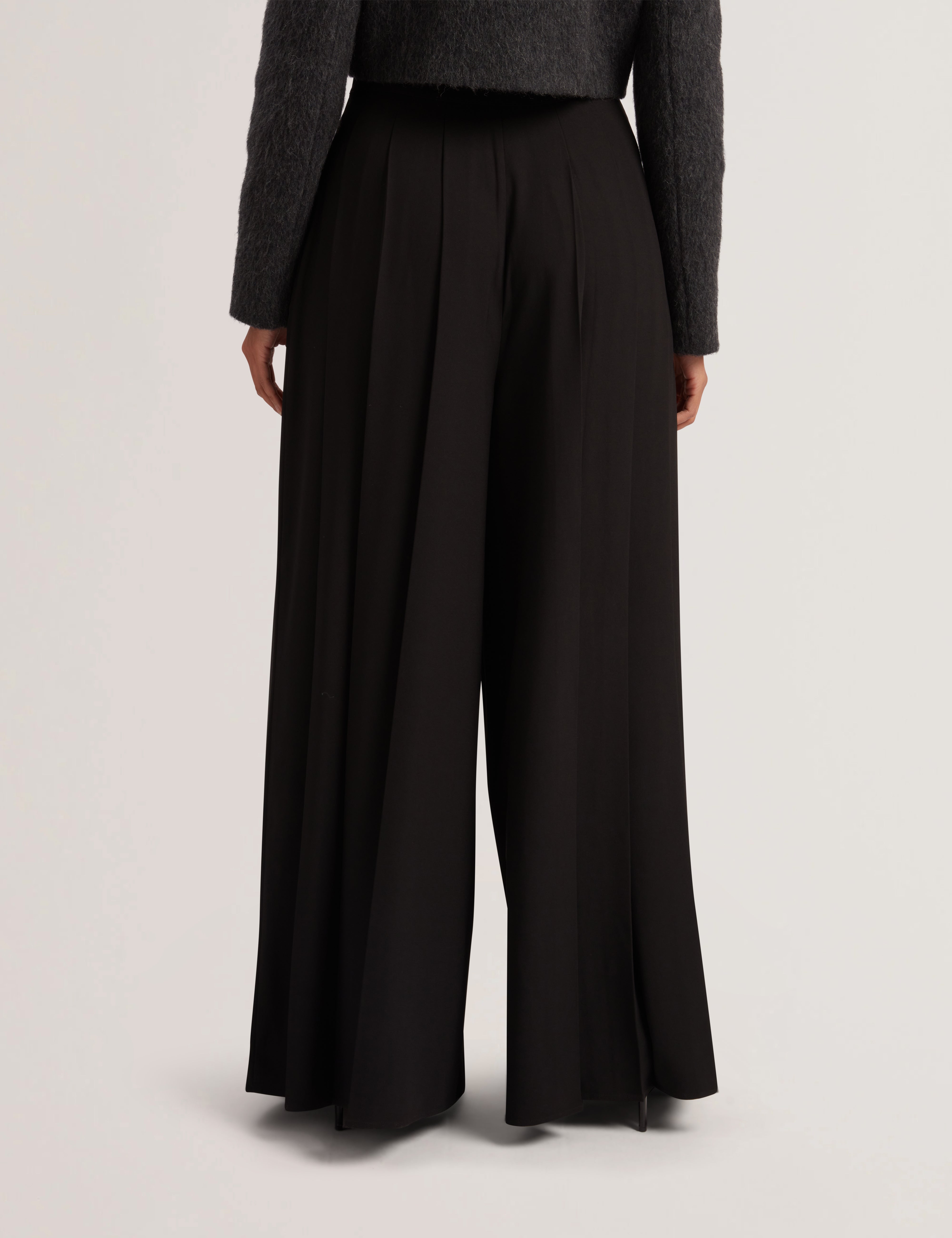 Pleata Box Pleat Wide Leg Trouser Black