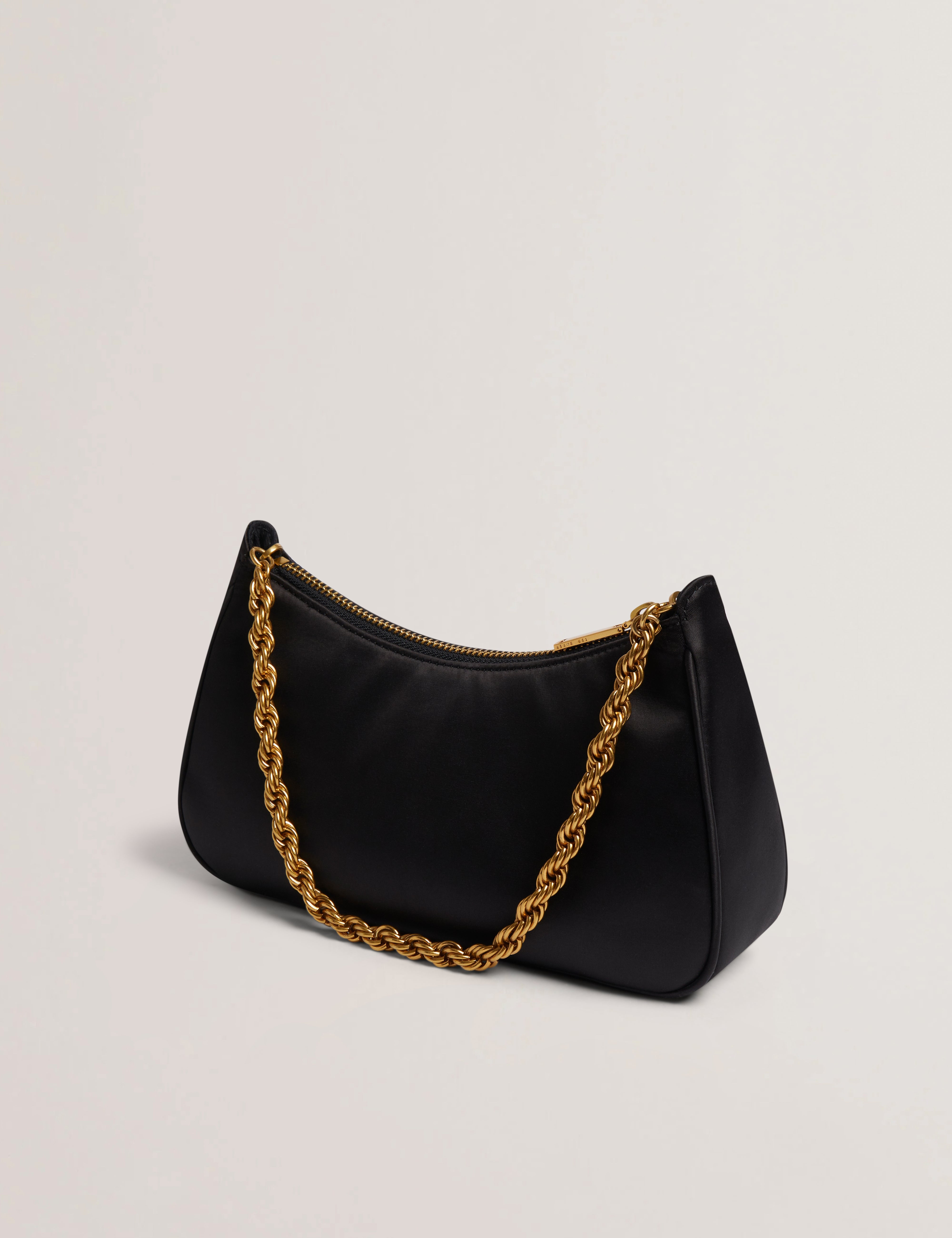 Agnise Chain Detail Satin Shoulder Ba Black