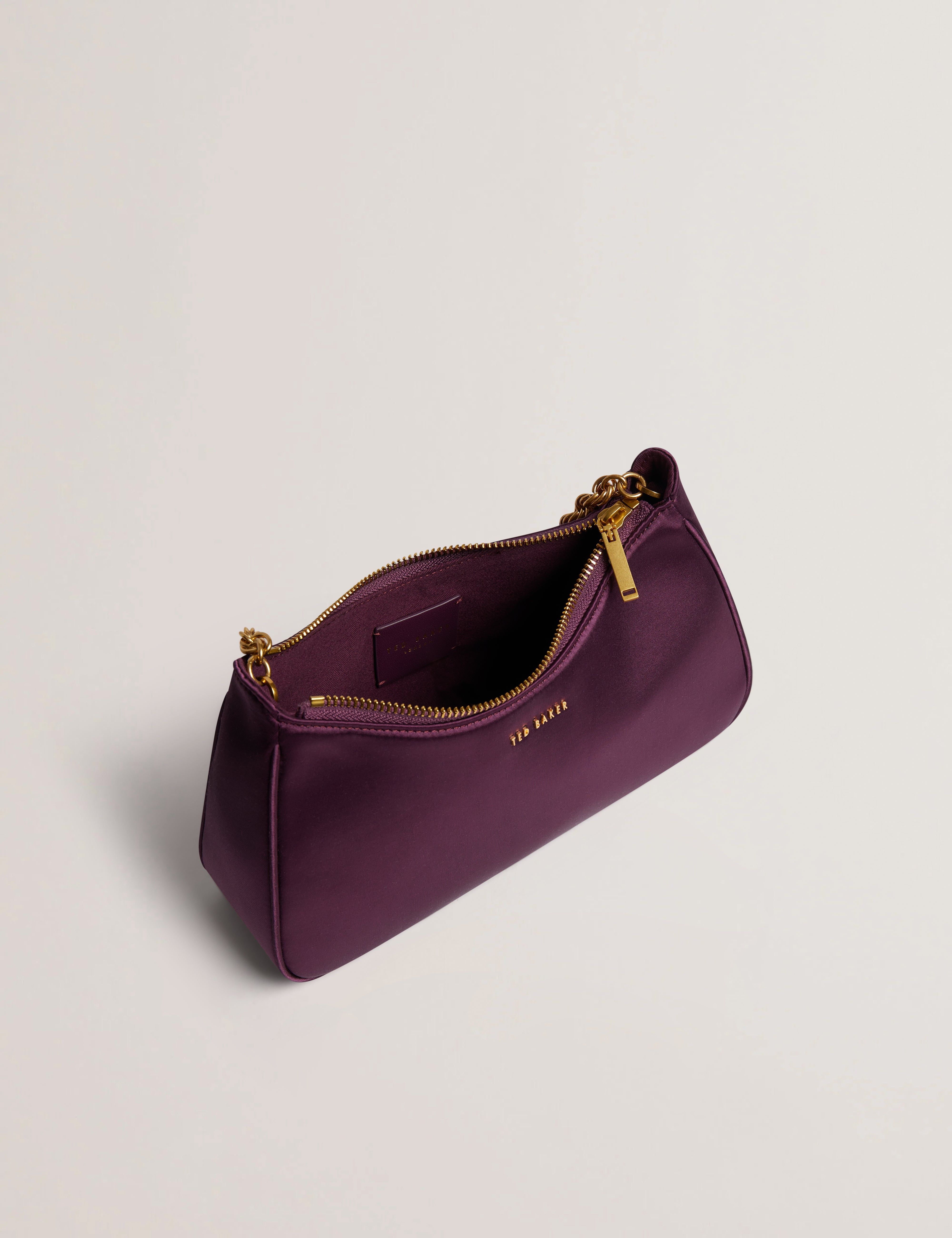 Agnise Chain Detail Satin Shoulder Ba Dp-Purple