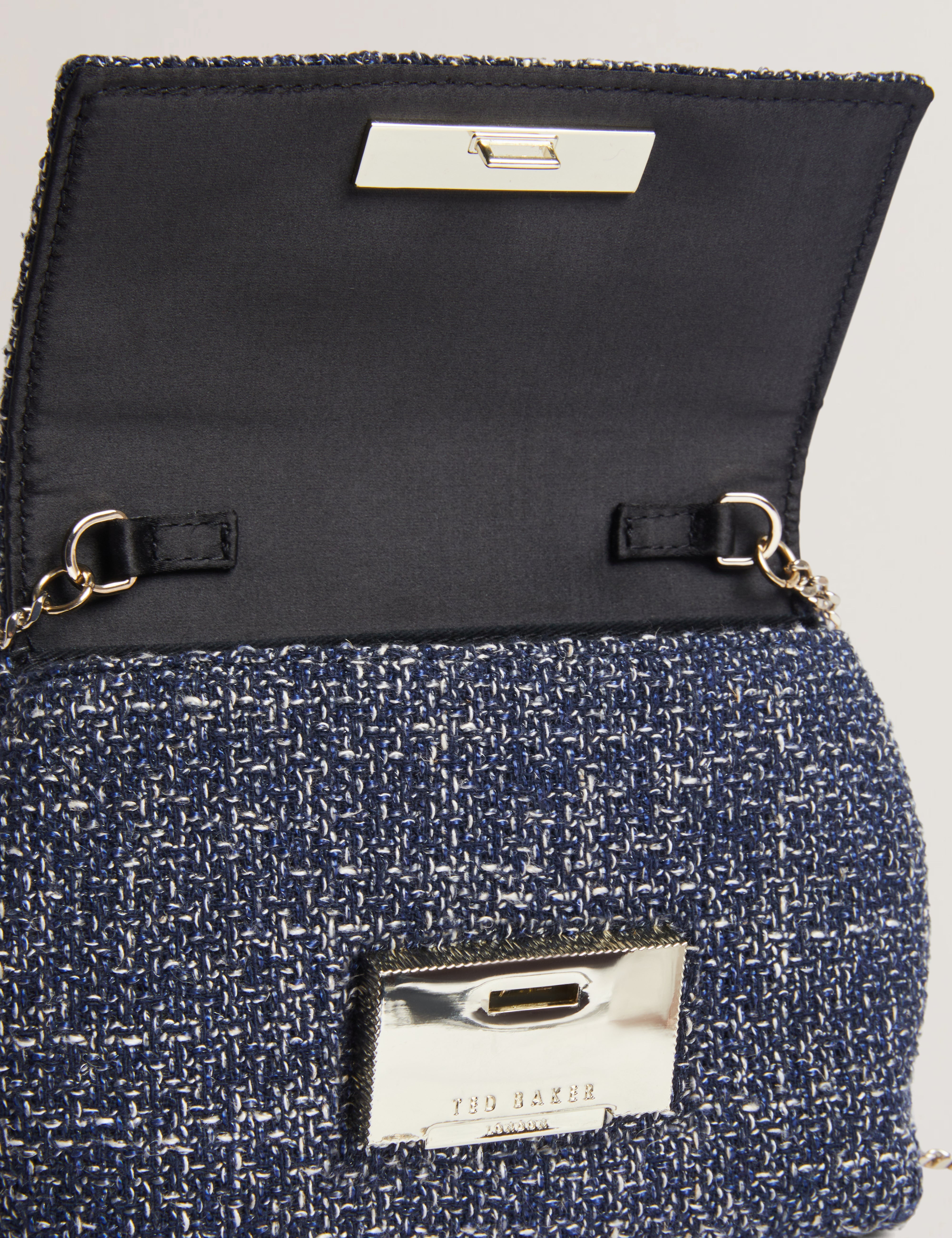 Libbiie Tweed Evening Crossbody Bag Navy