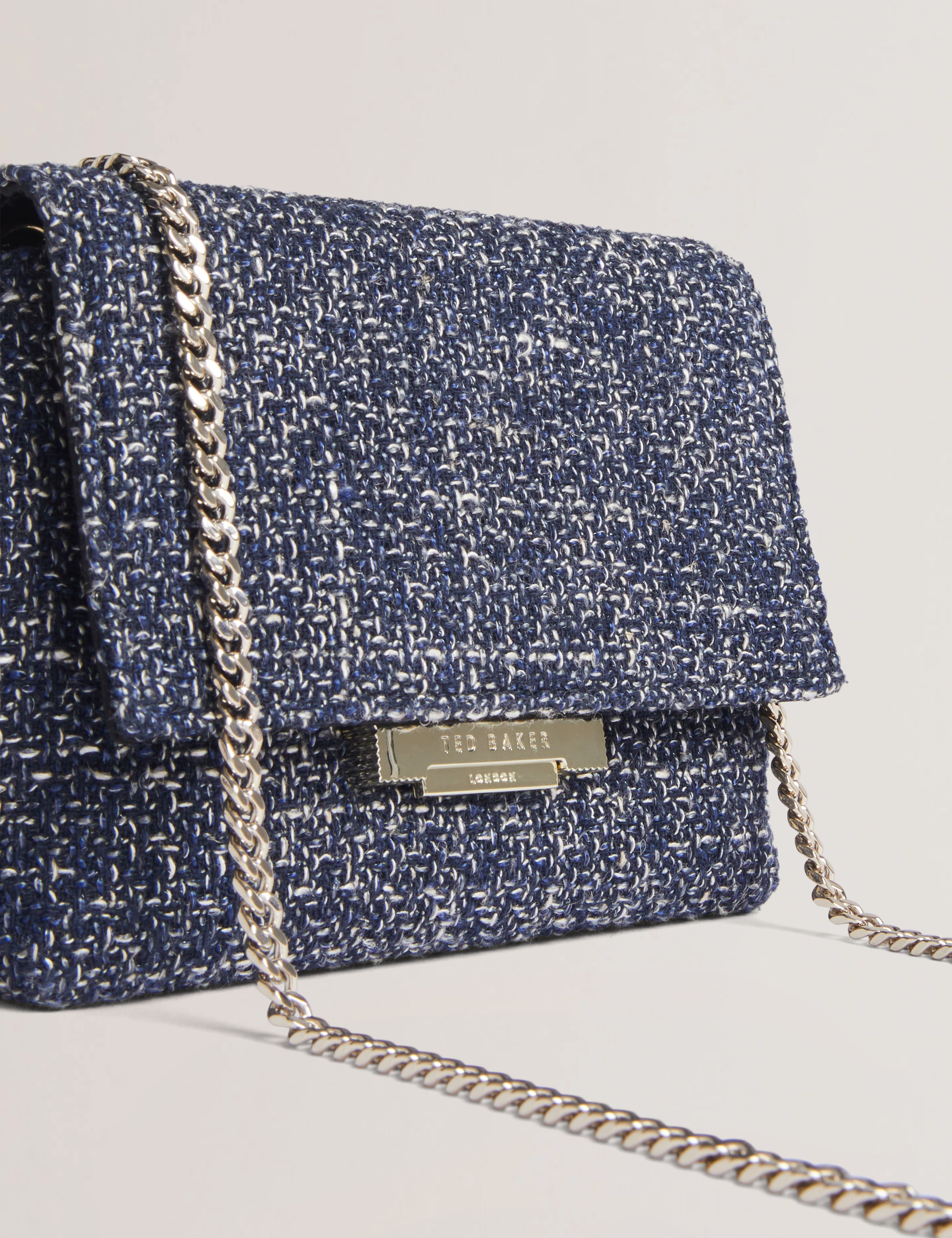 Libbiie Tweed Evening Crossbody Bag Navy