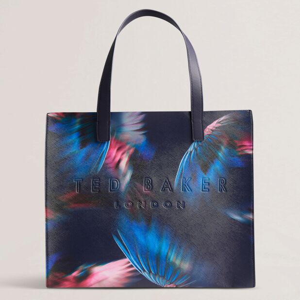 Feaicon Feather Print Extra Large Icon Bag Navy