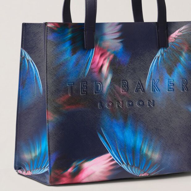 Feaicon Feather Print Extra Large Icon Bag Navy