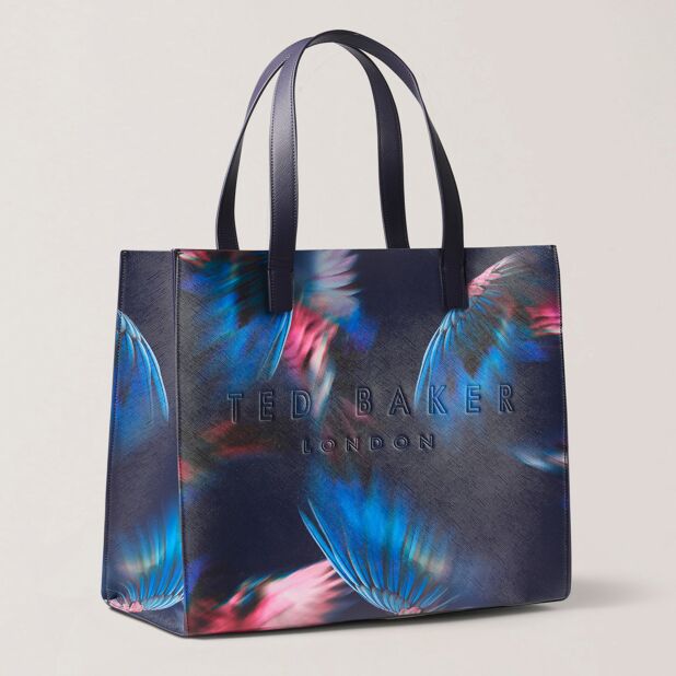 Feaicon Feather Print Extra Large Icon Bag Navy