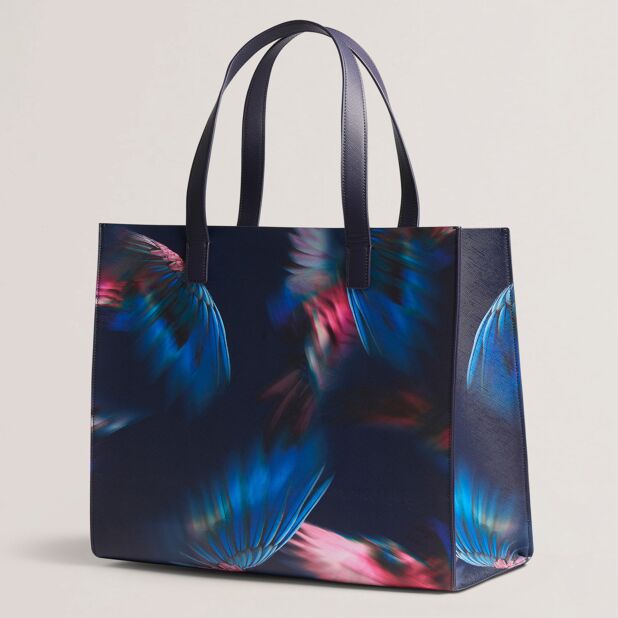 Feaicon Feather Print Extra Large Icon Bag Navy