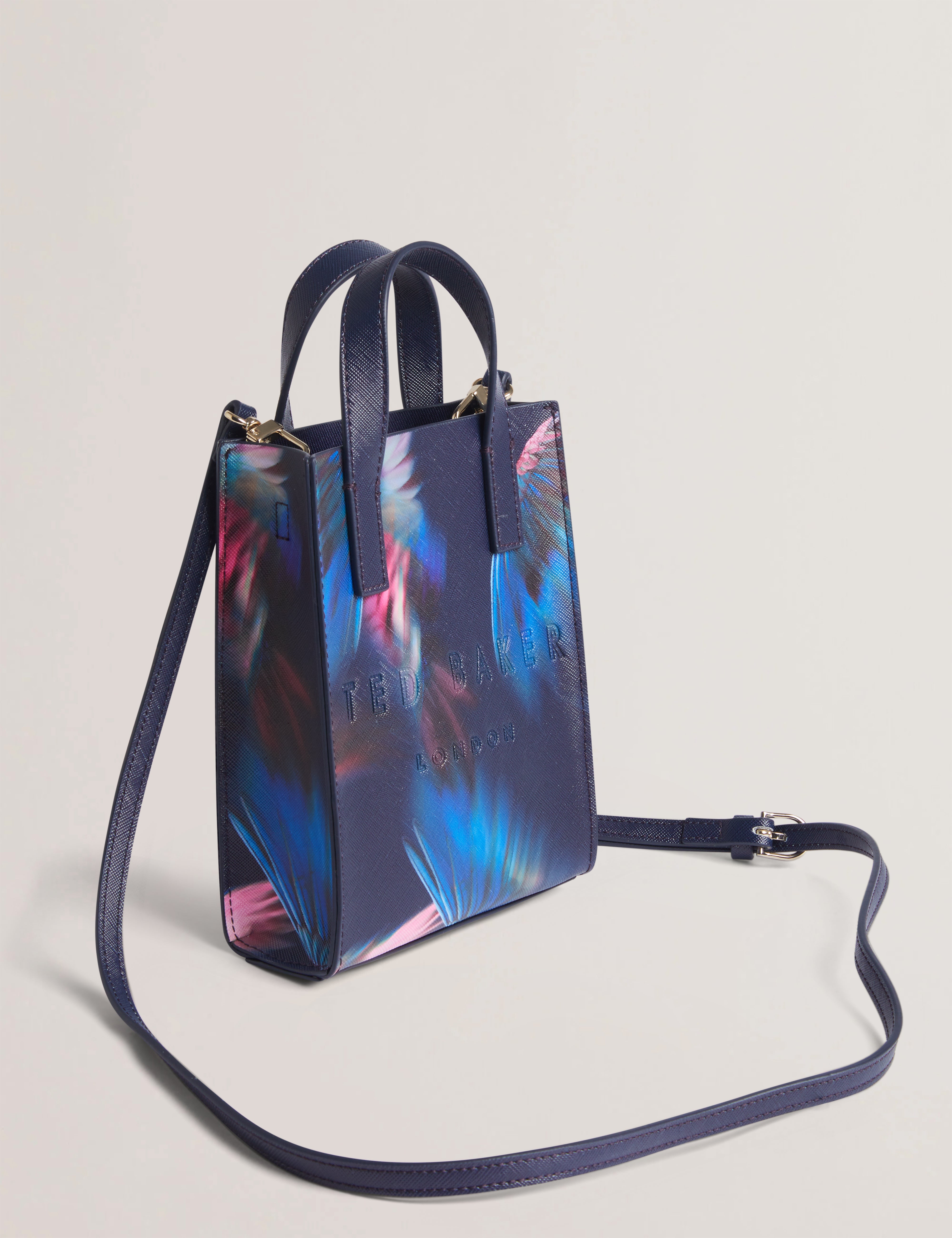 Feacon Feather Print Mini Icon Bag Navy