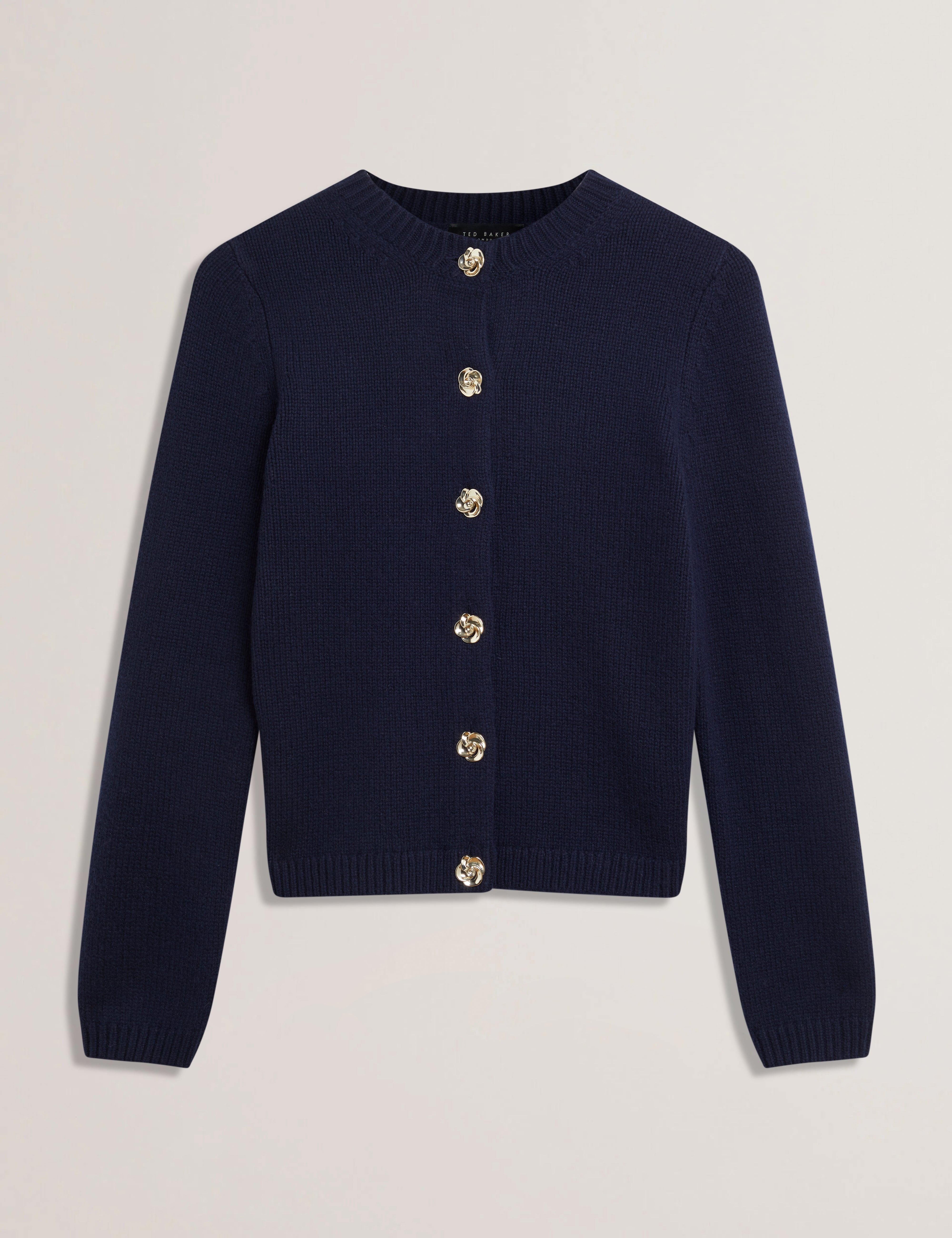 Jaycey Rose Button Crew Neck Cardigan Navy