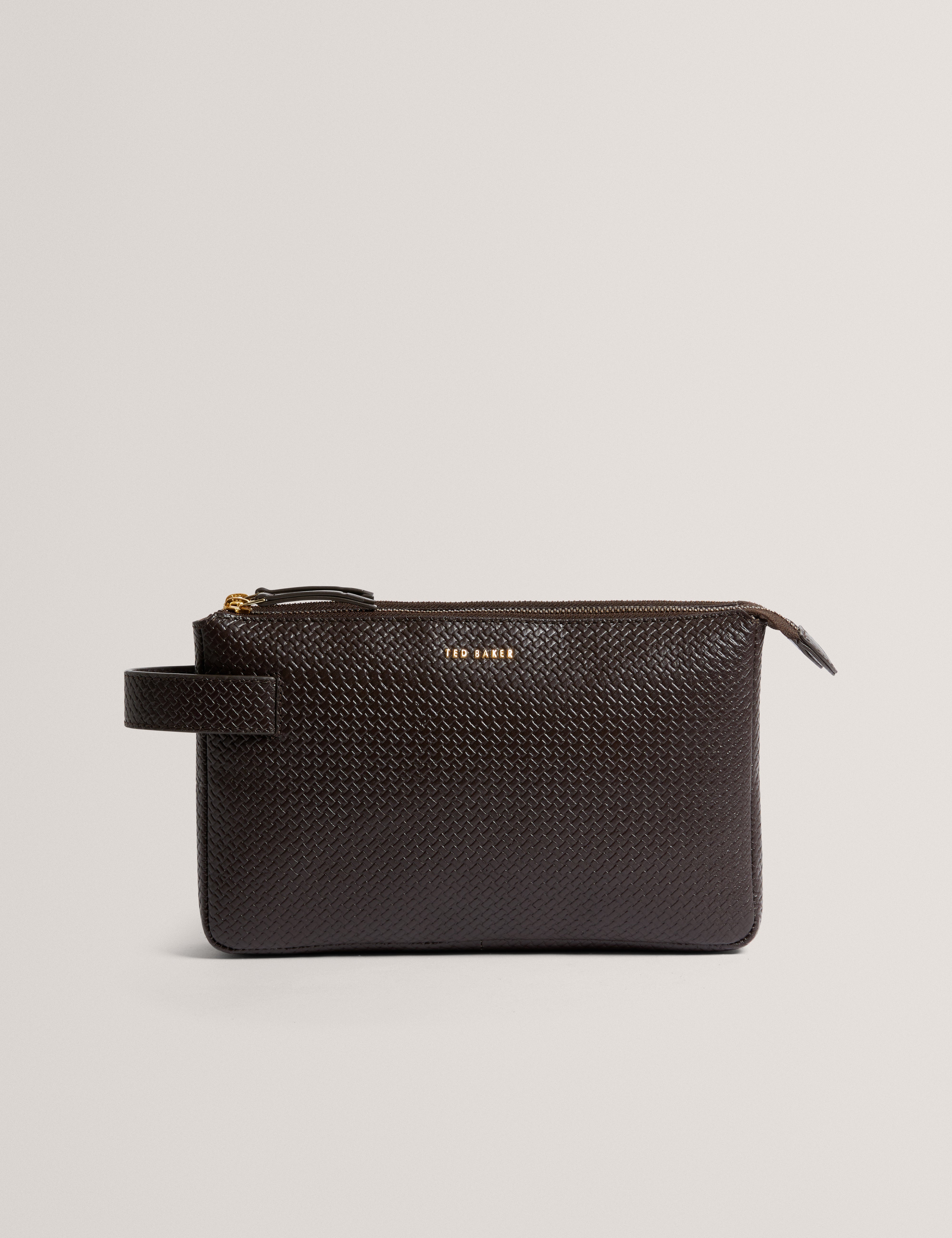 Coben Weave Texture Leather Pouch Brn-Choc