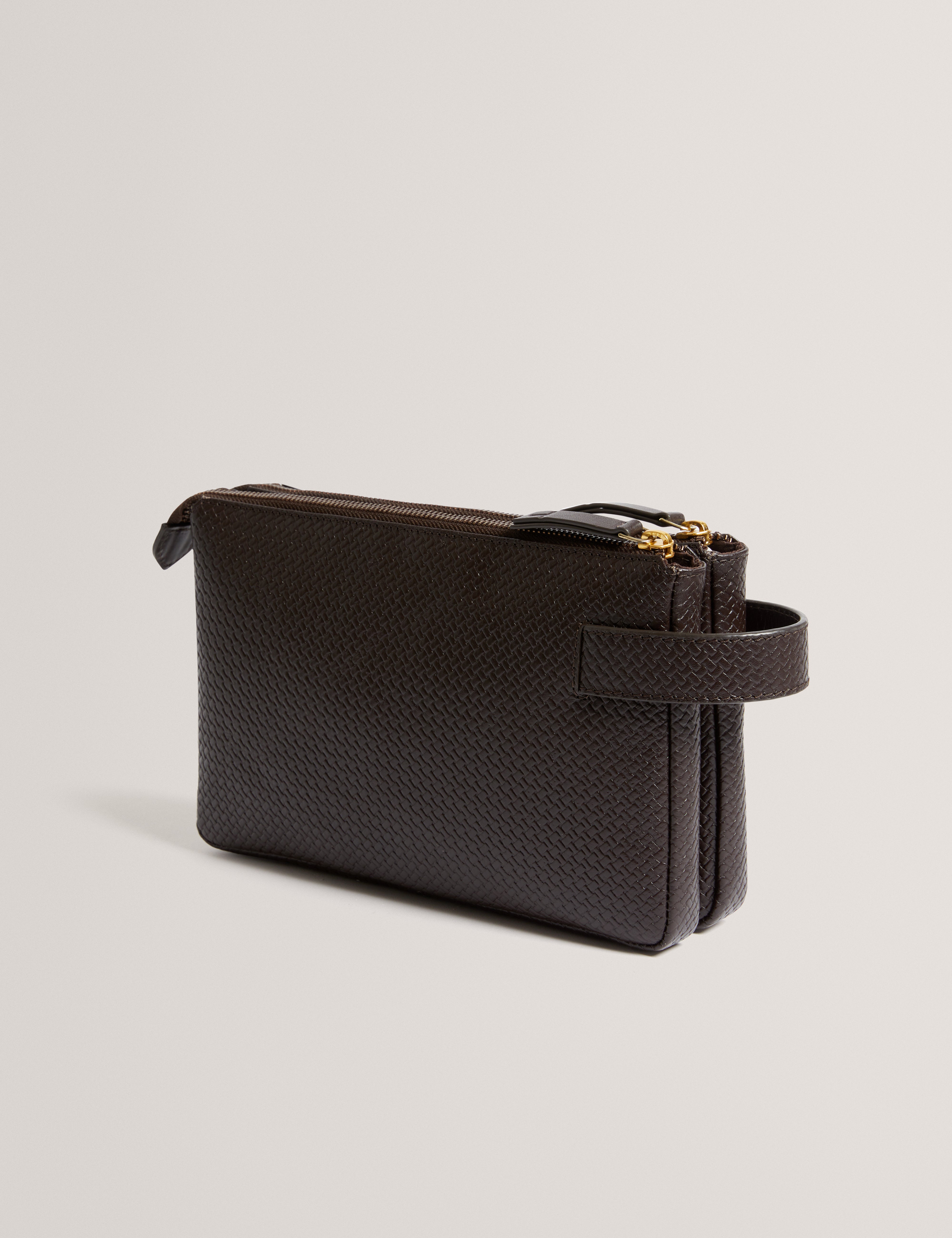 Coben Weave Texture Leather Pouch Brn-Choc