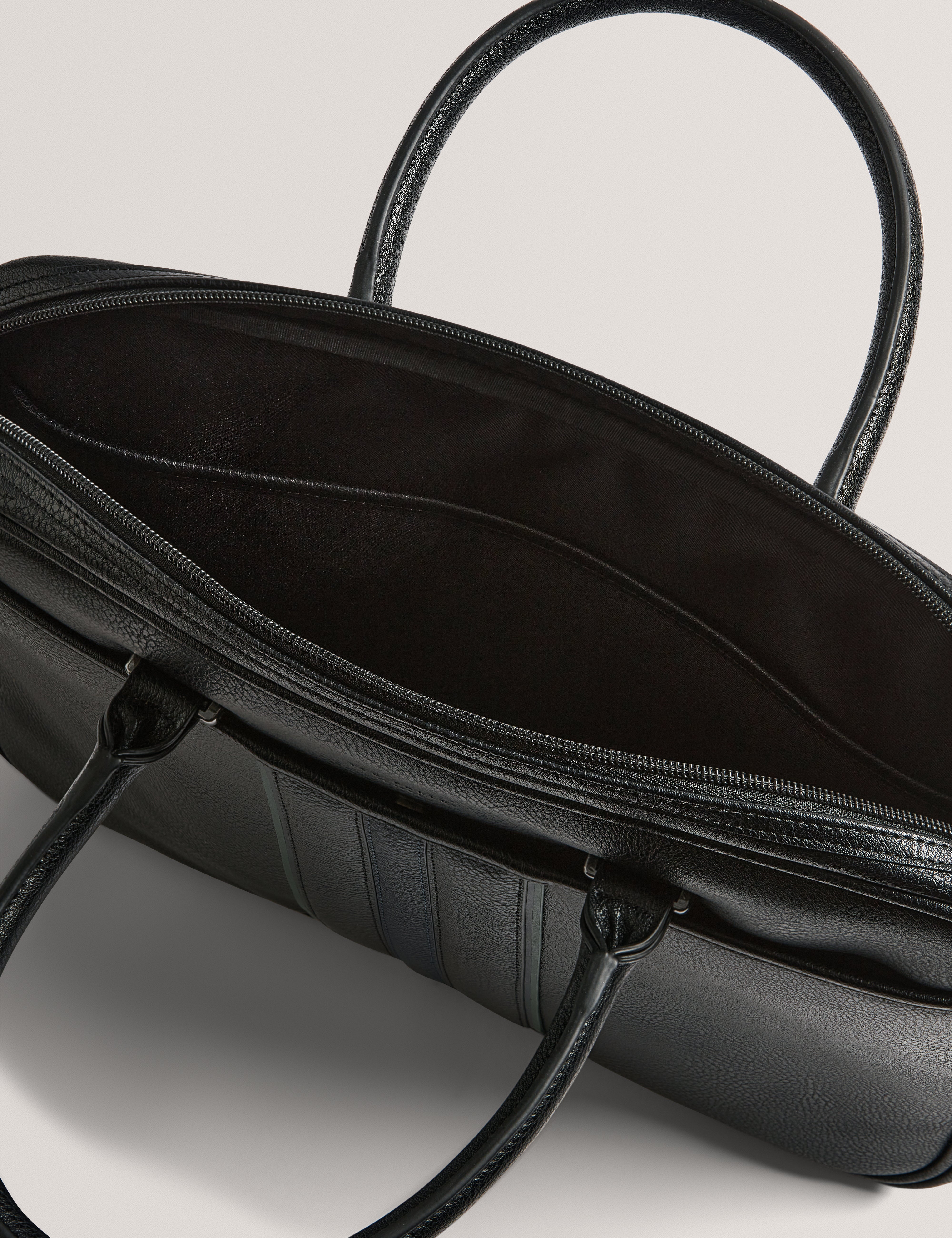 Kenriik Stripe Pu Document Bag Black