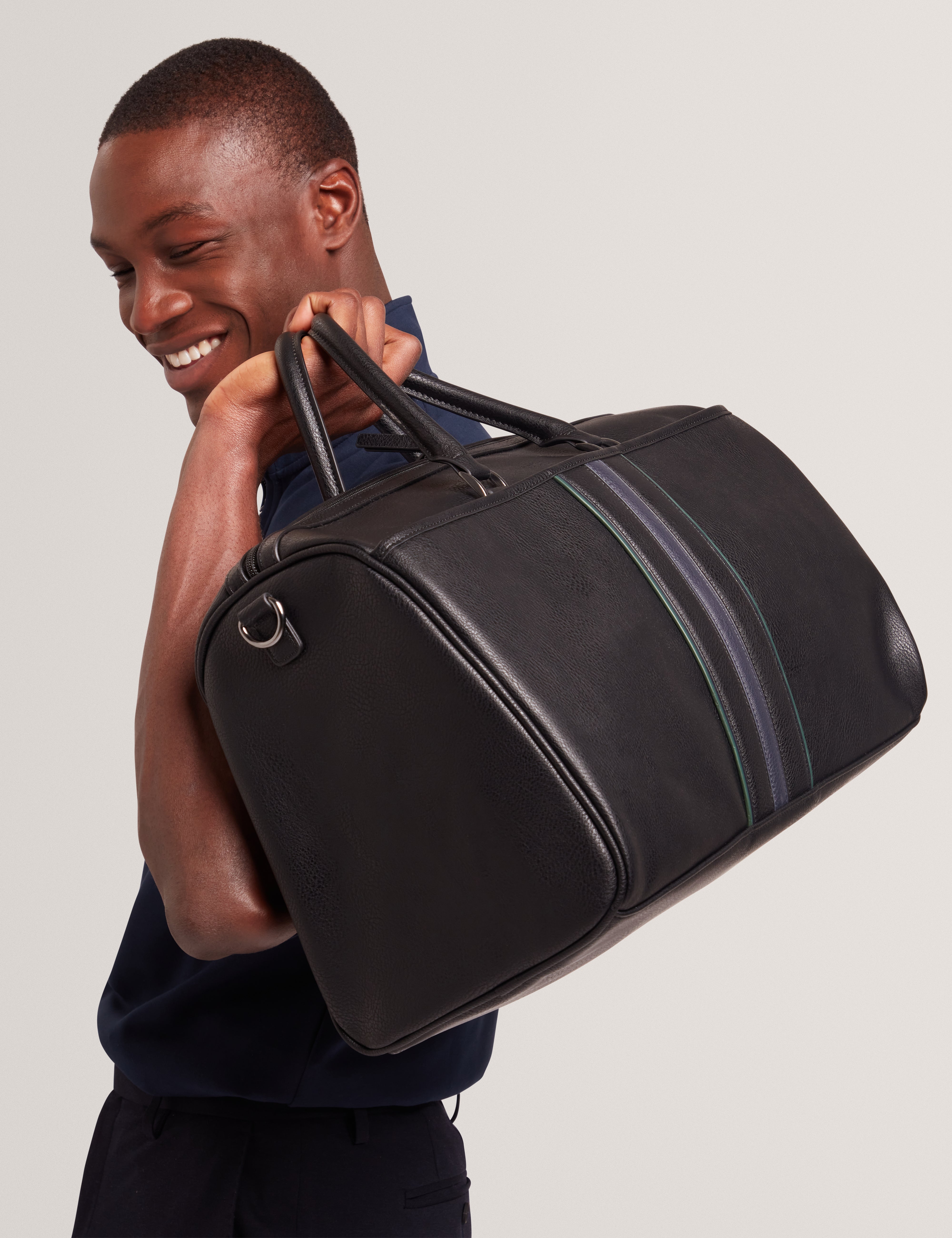 Kelvin Stripe Pu Holdall Black