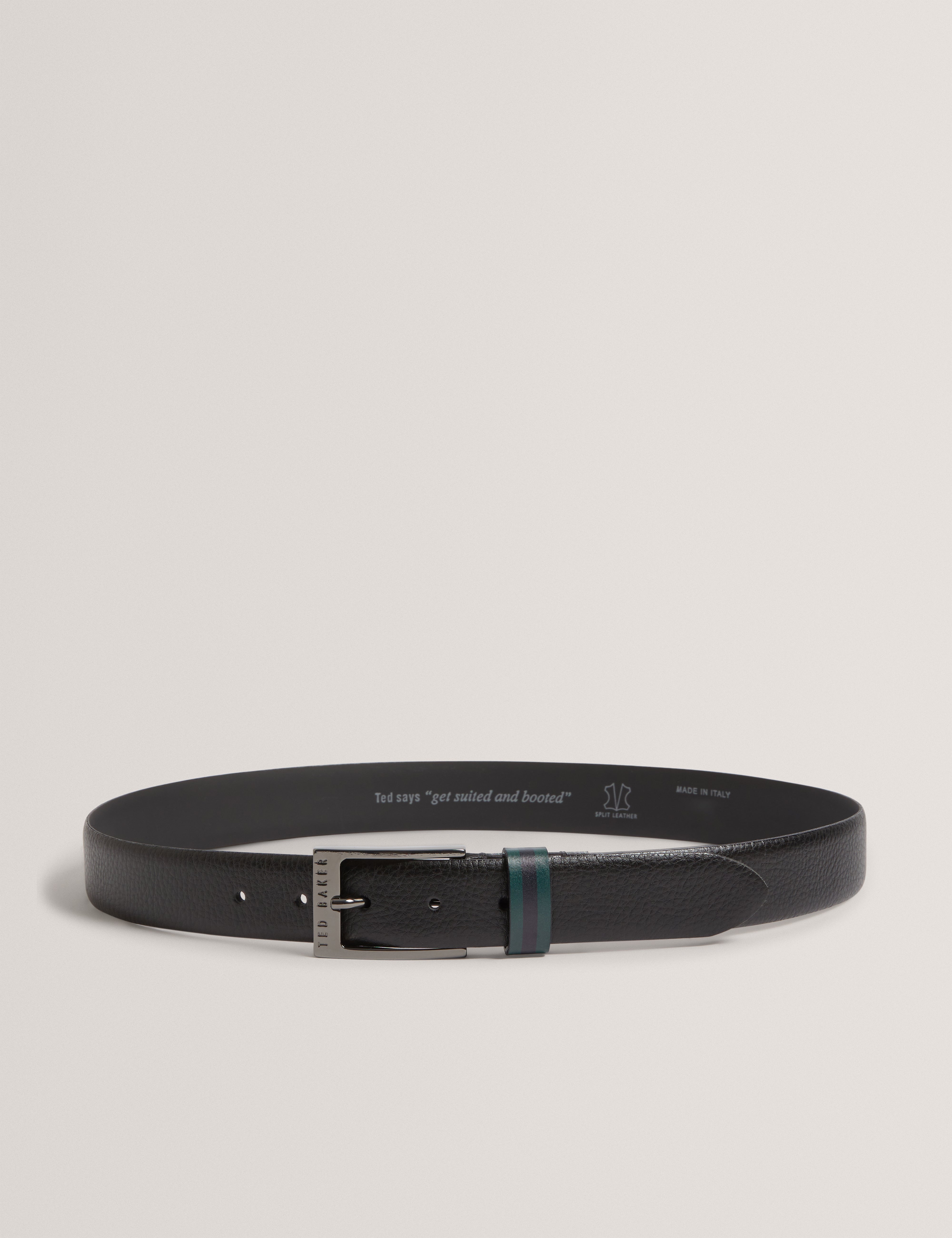 Kendon Stripe Leather Belt Black