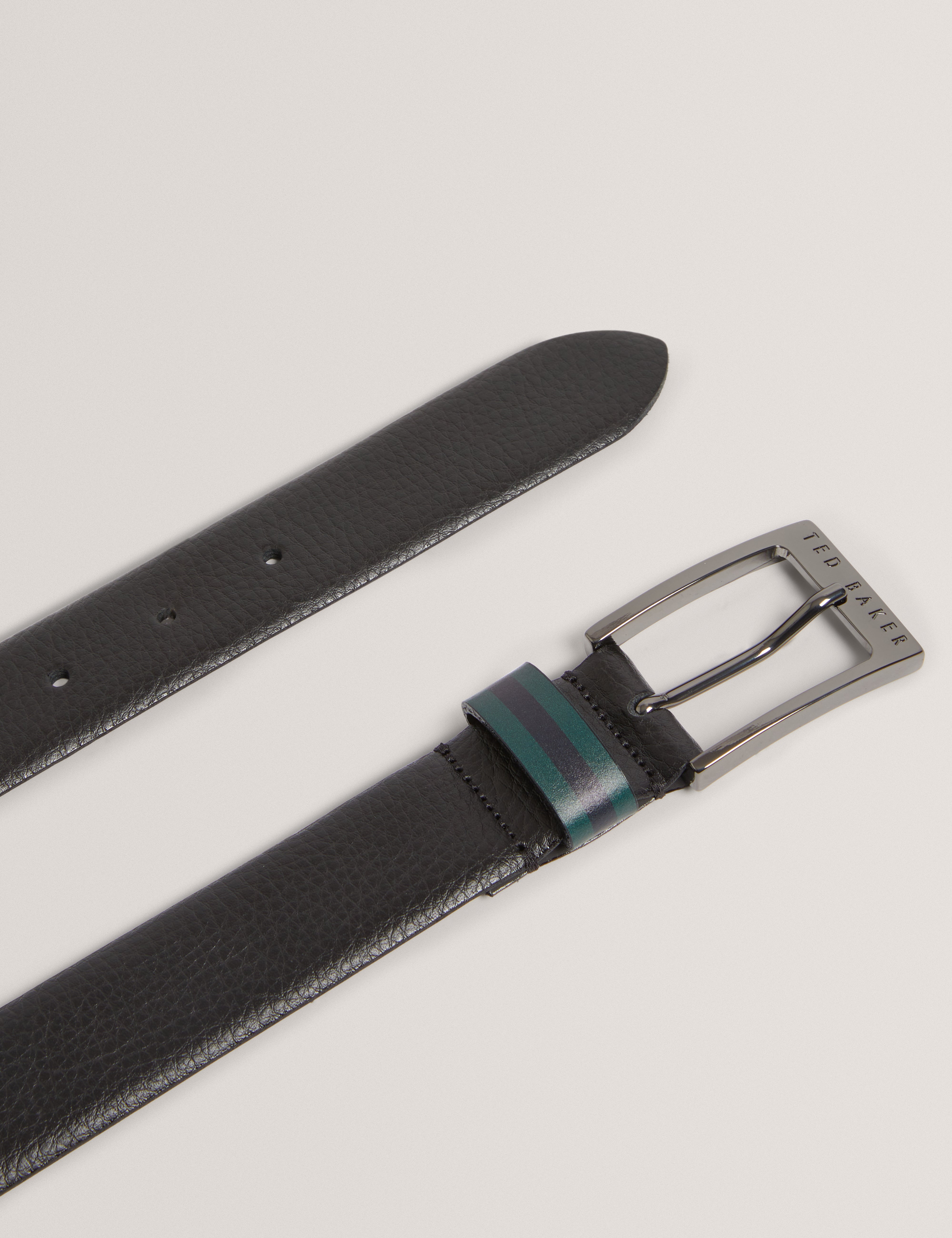 Kendon Stripe Leather Belt Black