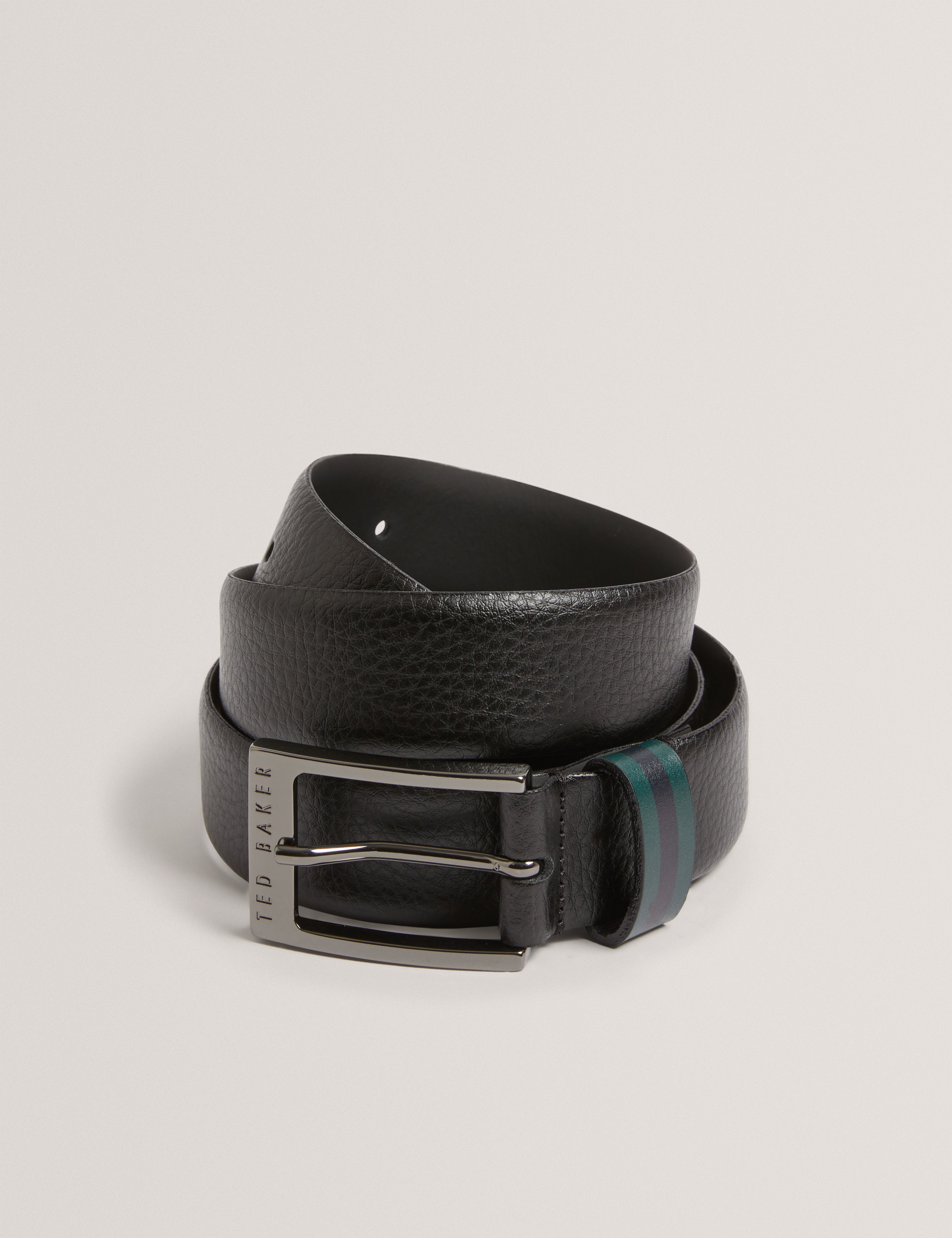 Kendon Stripe Leather Belt Black