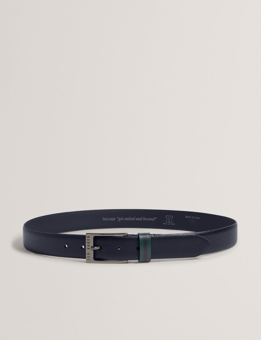 Kendon Stripe Leather Belt Navy