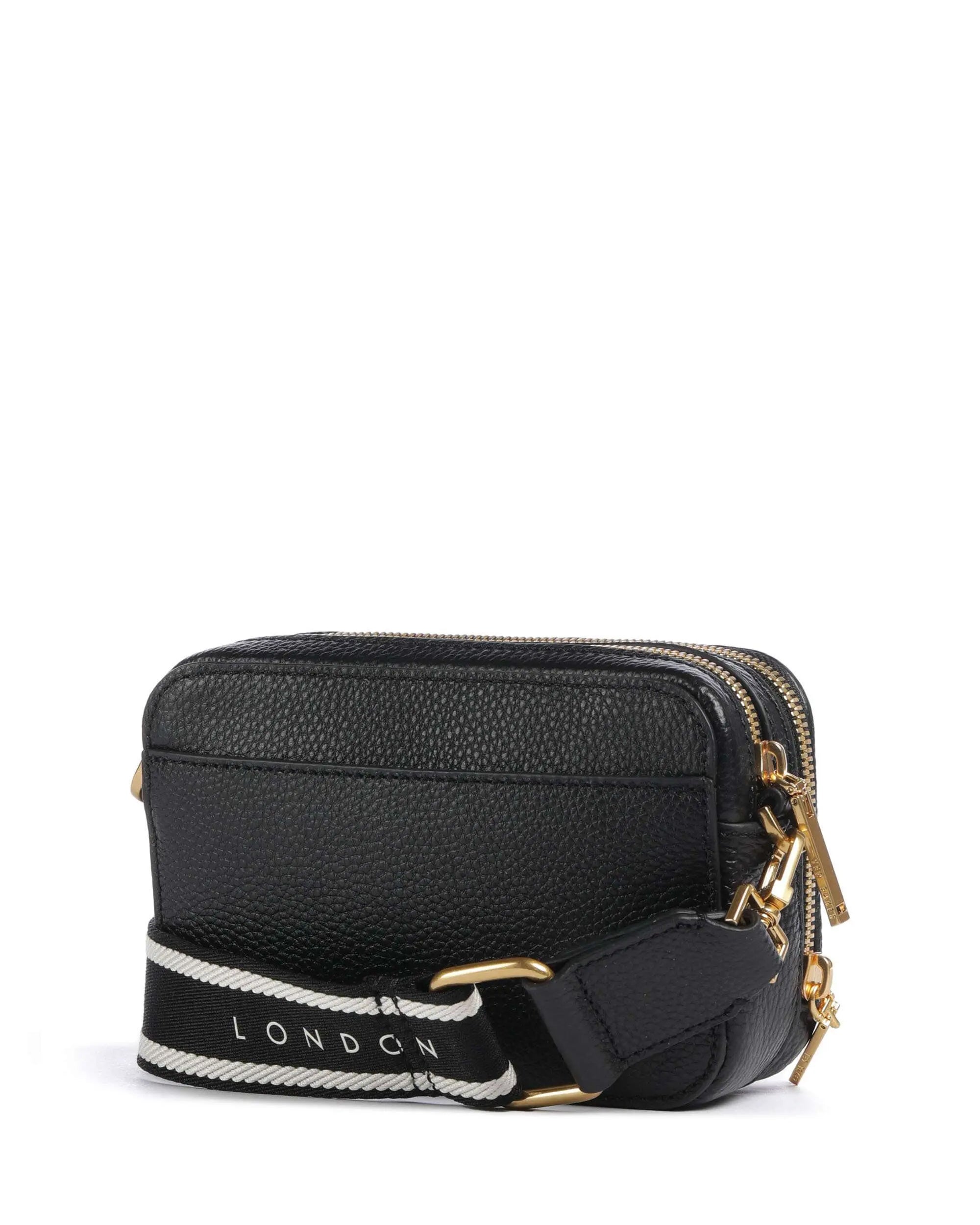 Baria Mini Webbing Faux Raffia Camera Bag Black