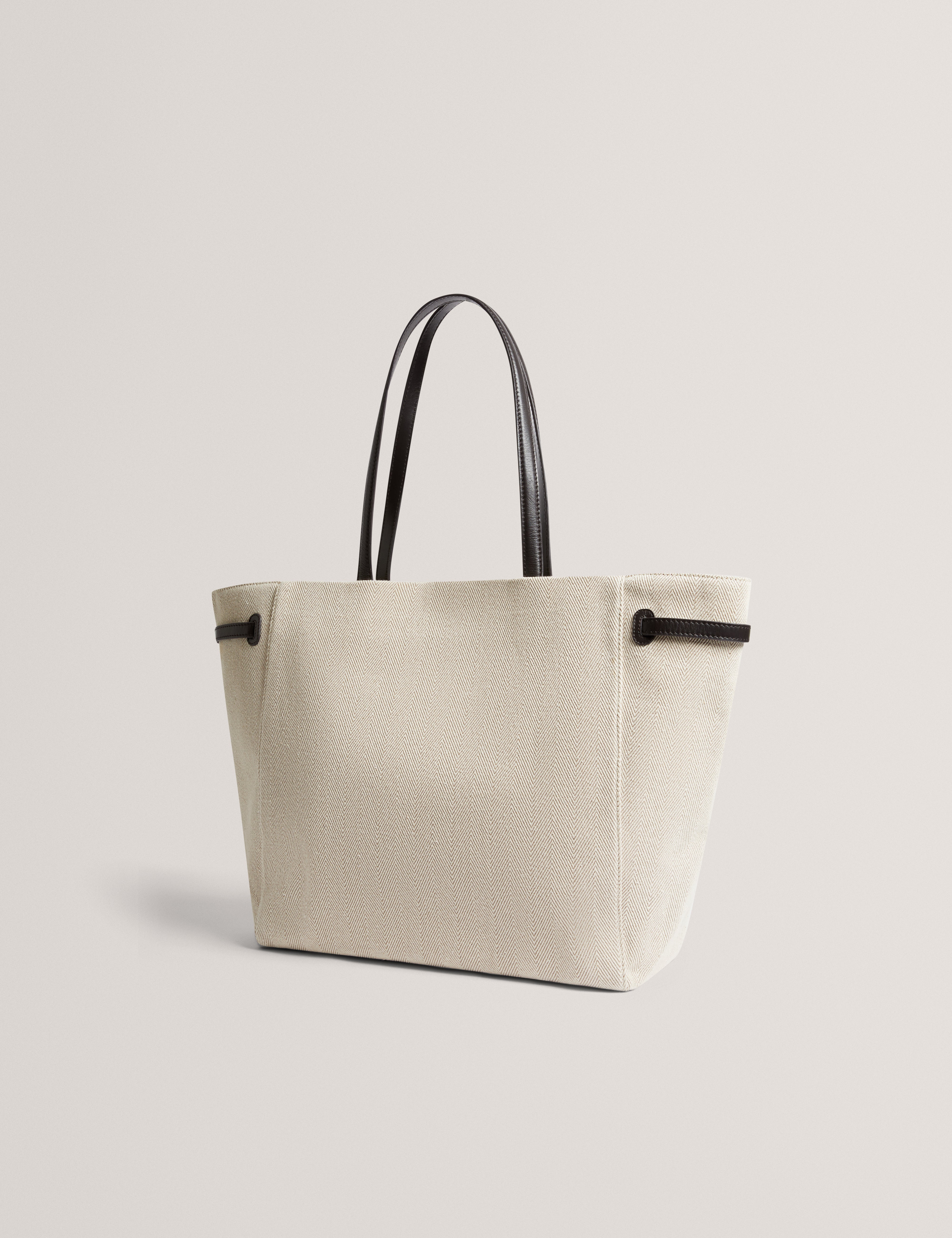 Tafanie Belted Herringbone Canvas Brn-Choc