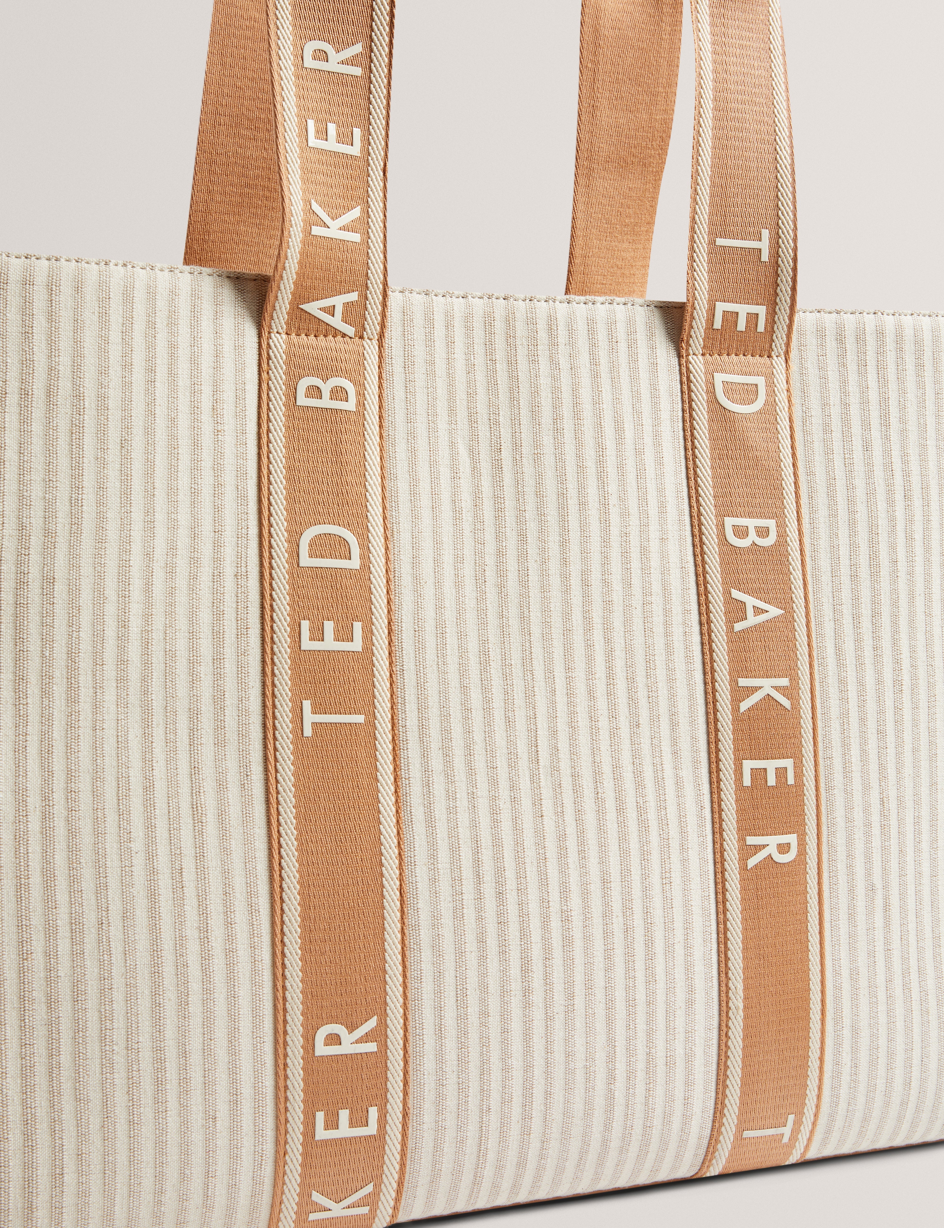 Hayllee Striped Canvas Large Icon Bag Camel