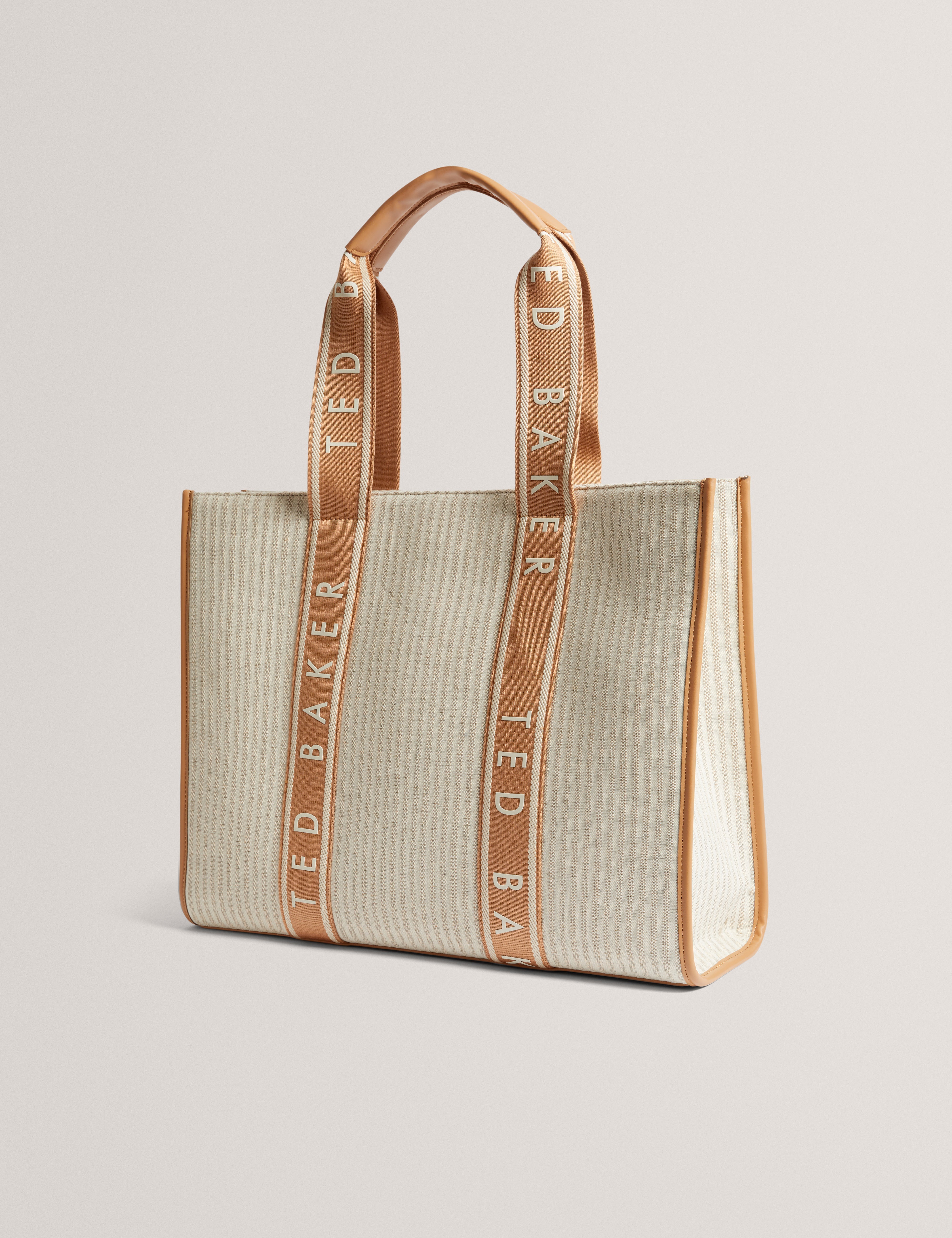 Hayllee Striped Canvas Large Icon Bag Camel