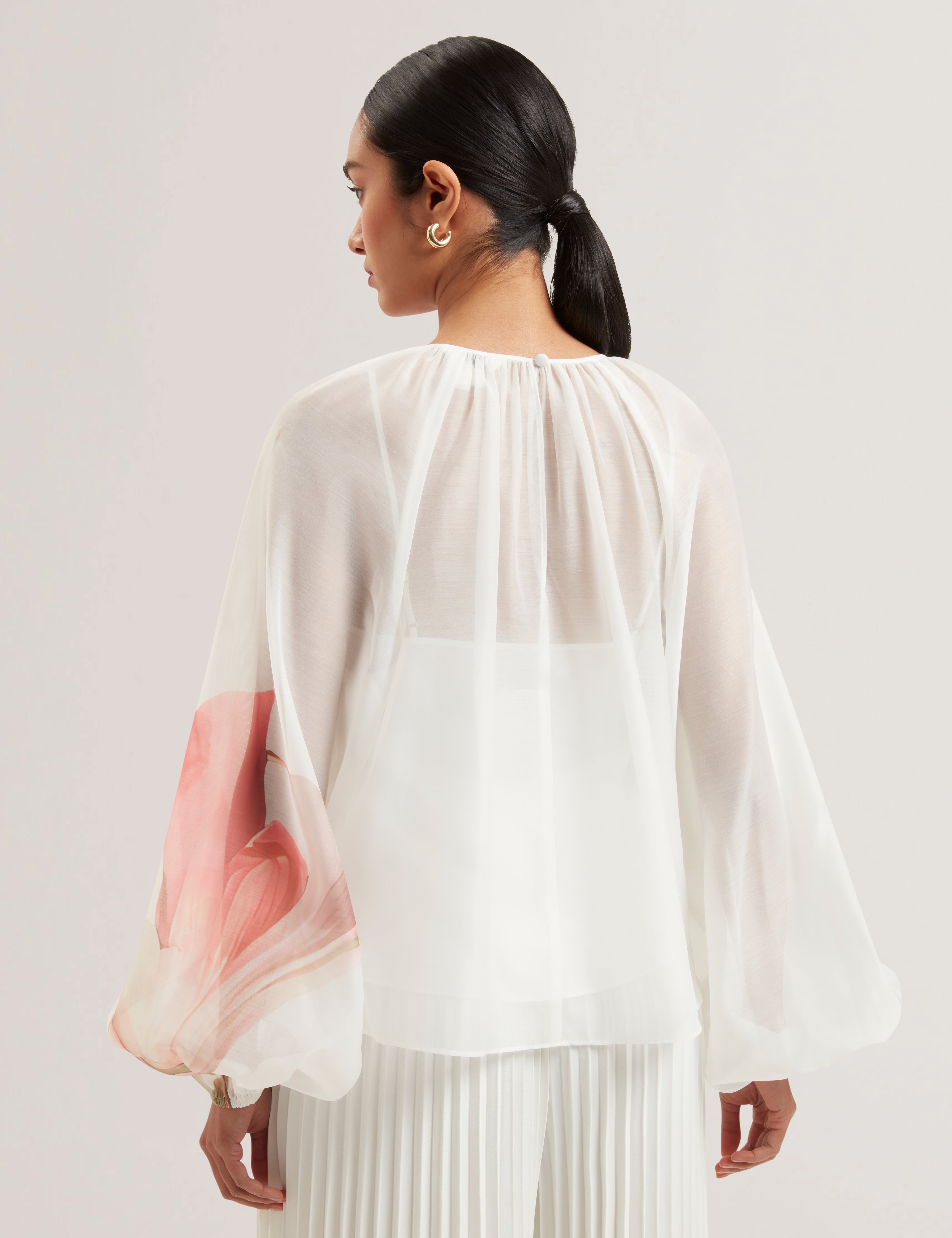 Eriana Organza Puff Sleeve Blouse Ivory