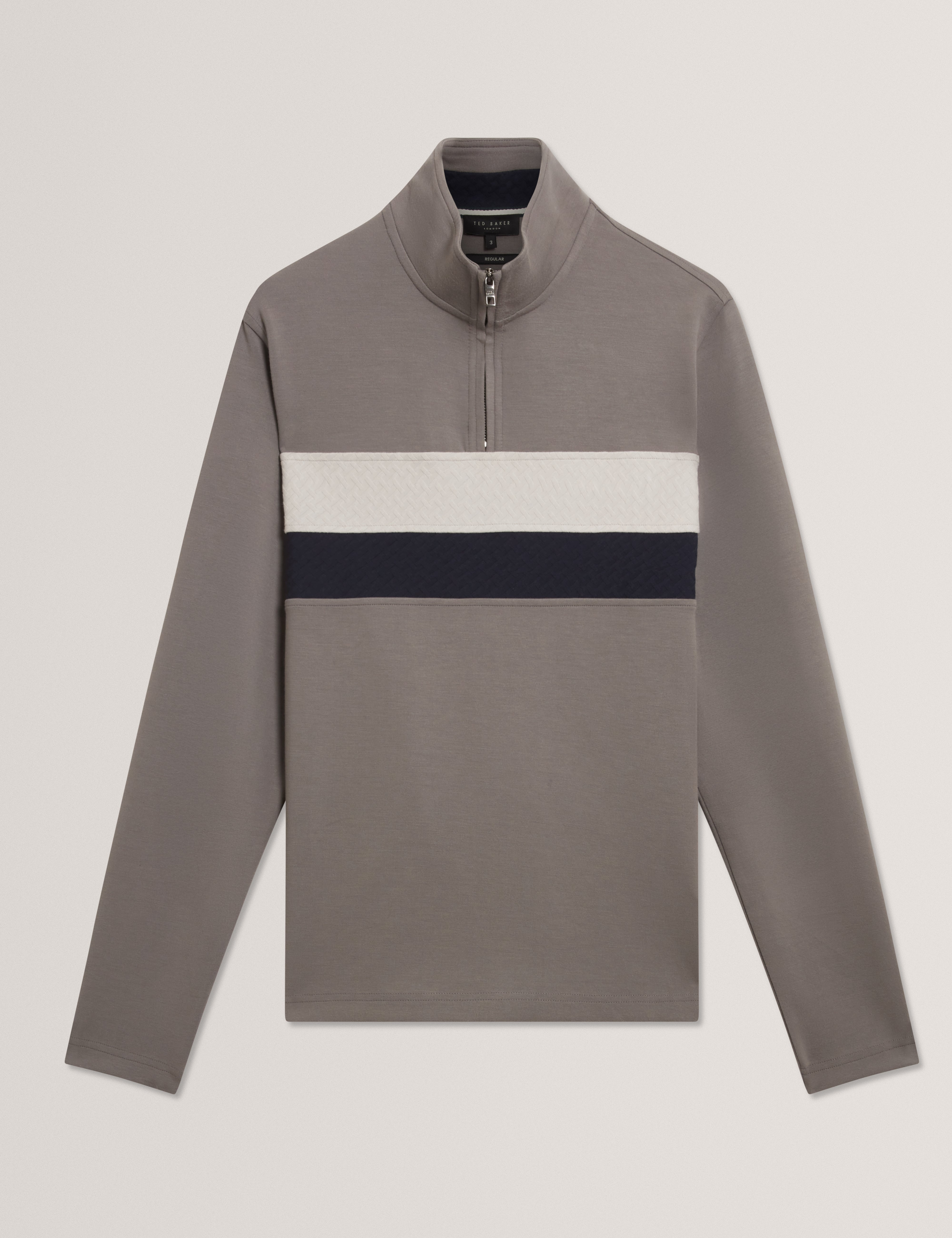 Viktoro T Stitch Contrast Panel Half-Zip Dk-Grey