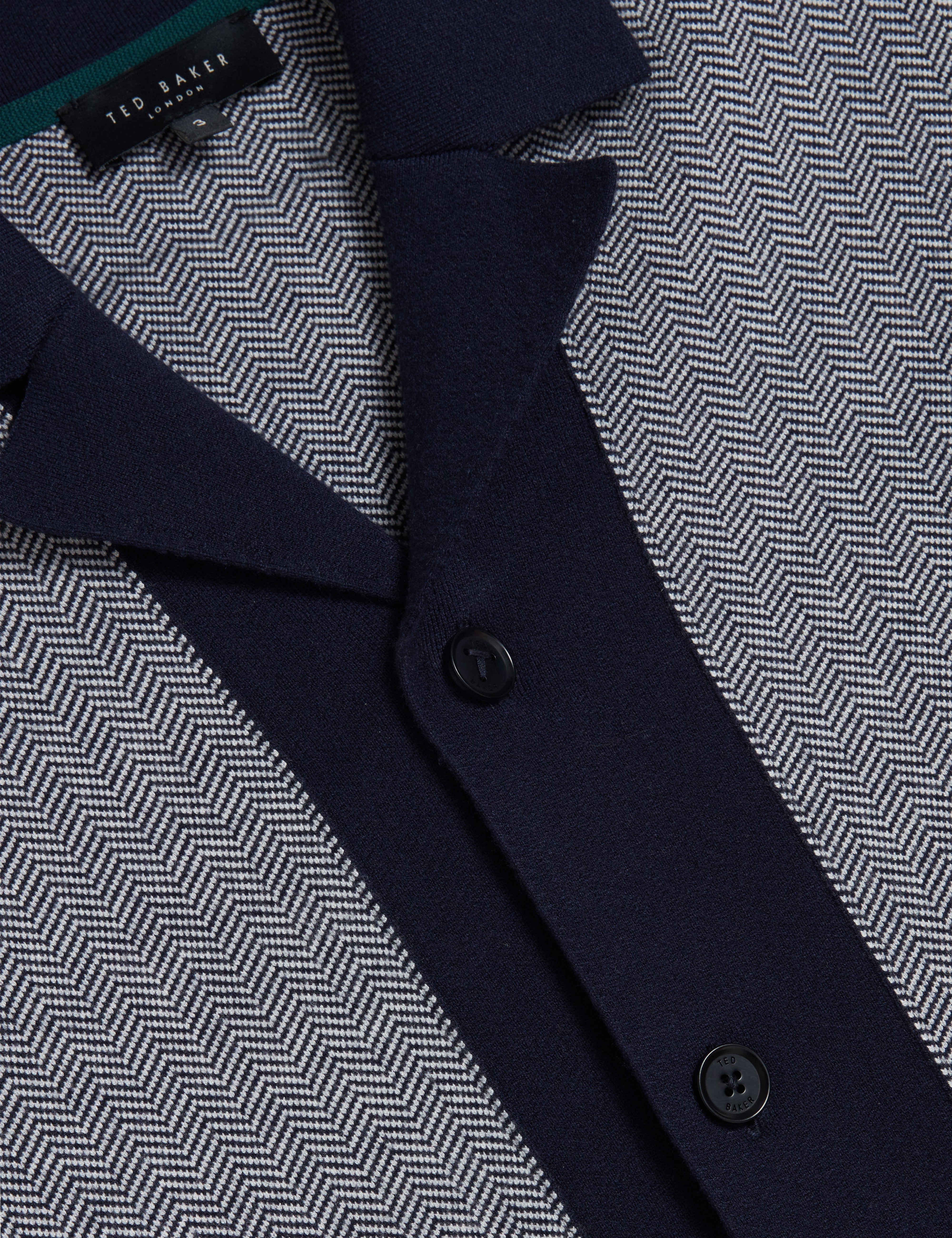 Padrig Short Sleeve Knitted Herring Bone Shirt Navy
