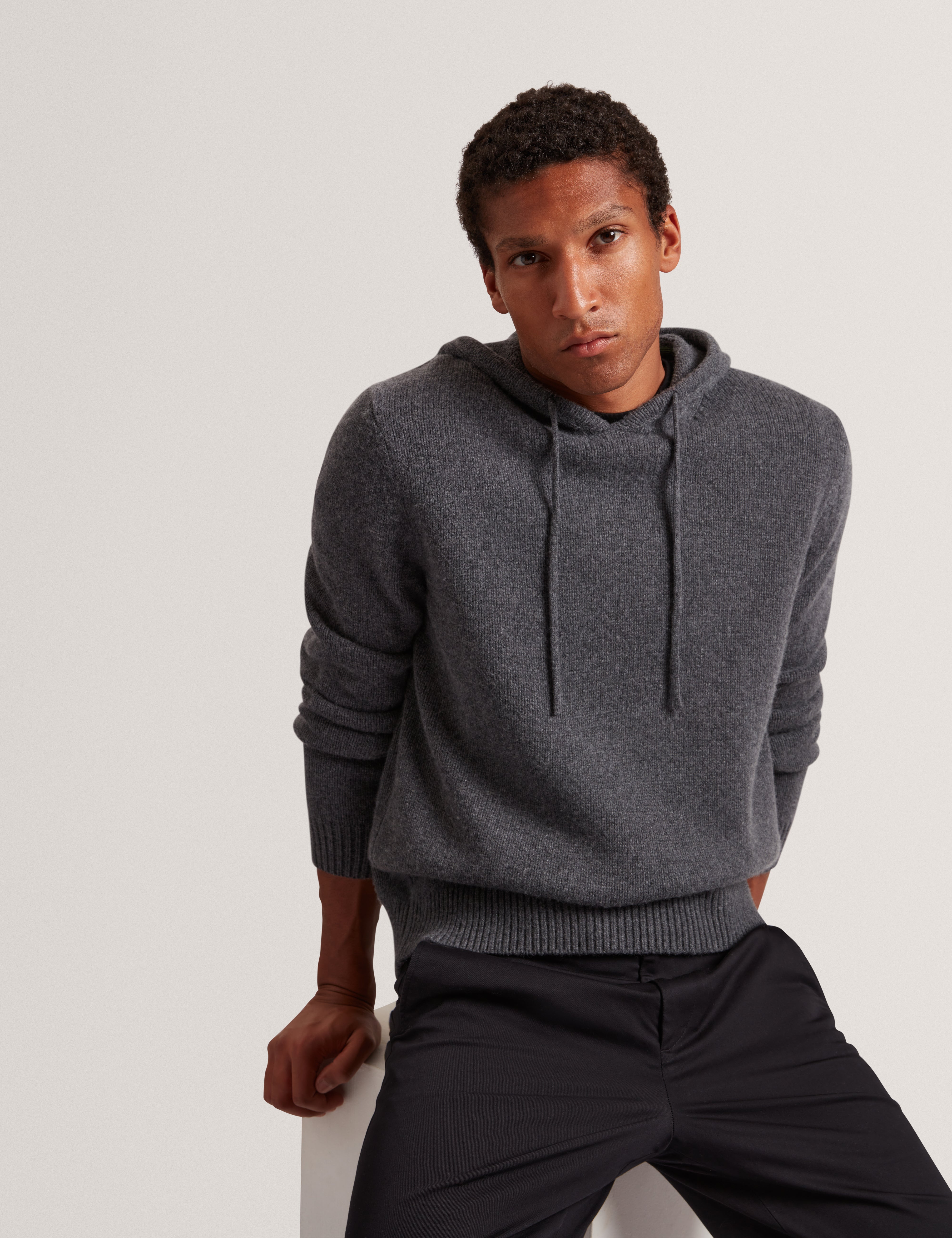 Kins Merino Wool Blend Hoodie Charcoal