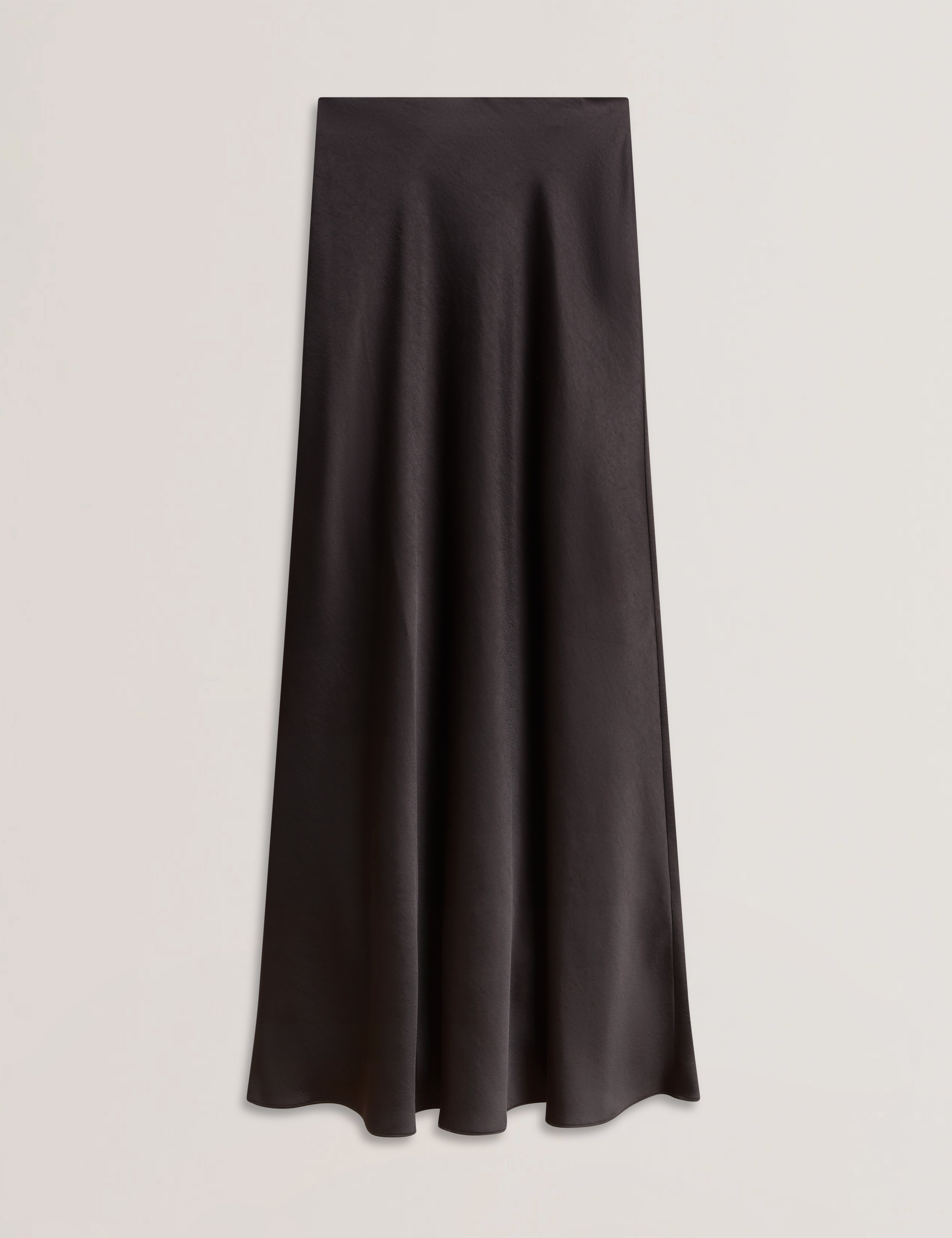 Ontarii Bias Cut Satin Maxi Skirt Black