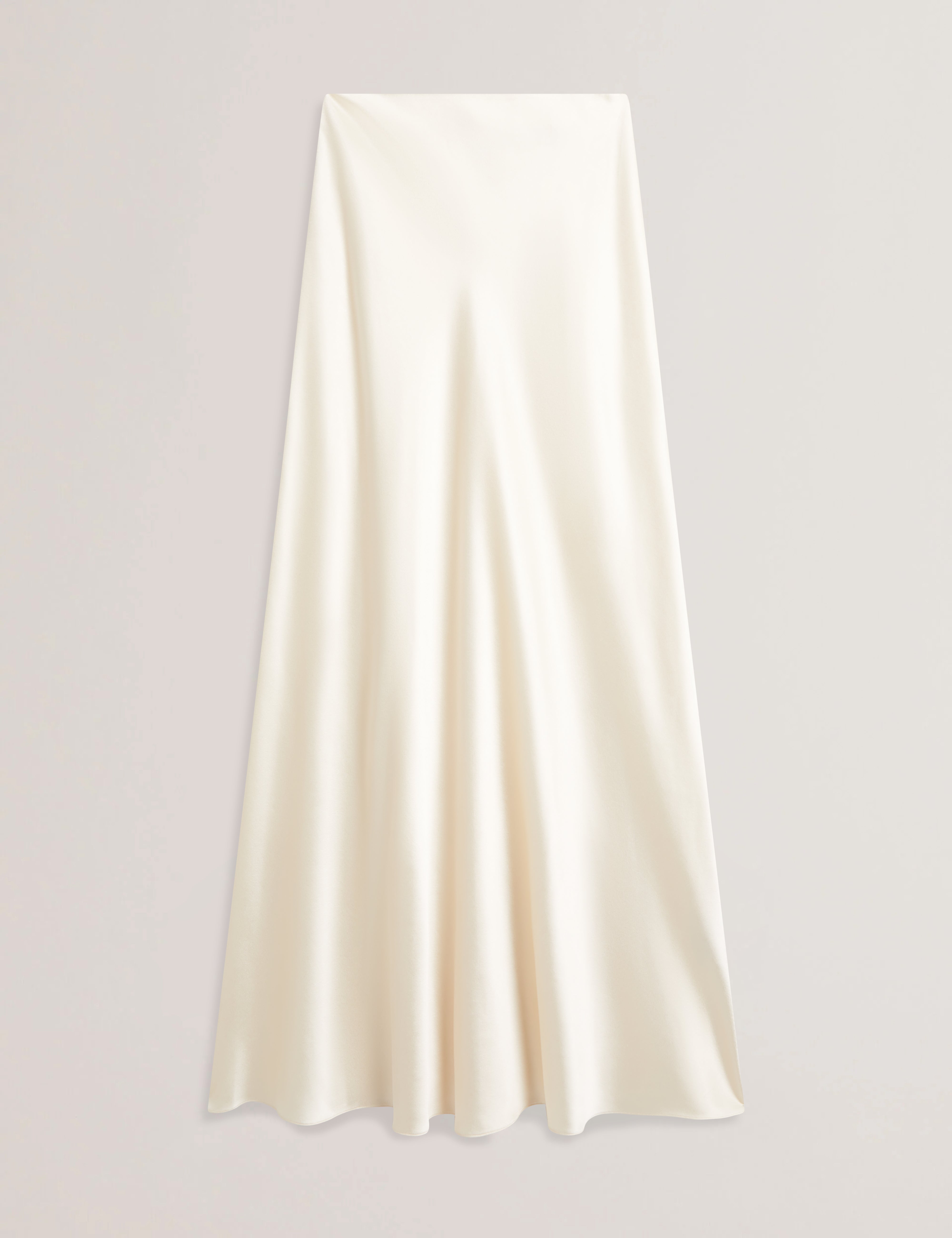 Ontarii Bias Cut Satin Maxi Skirt White