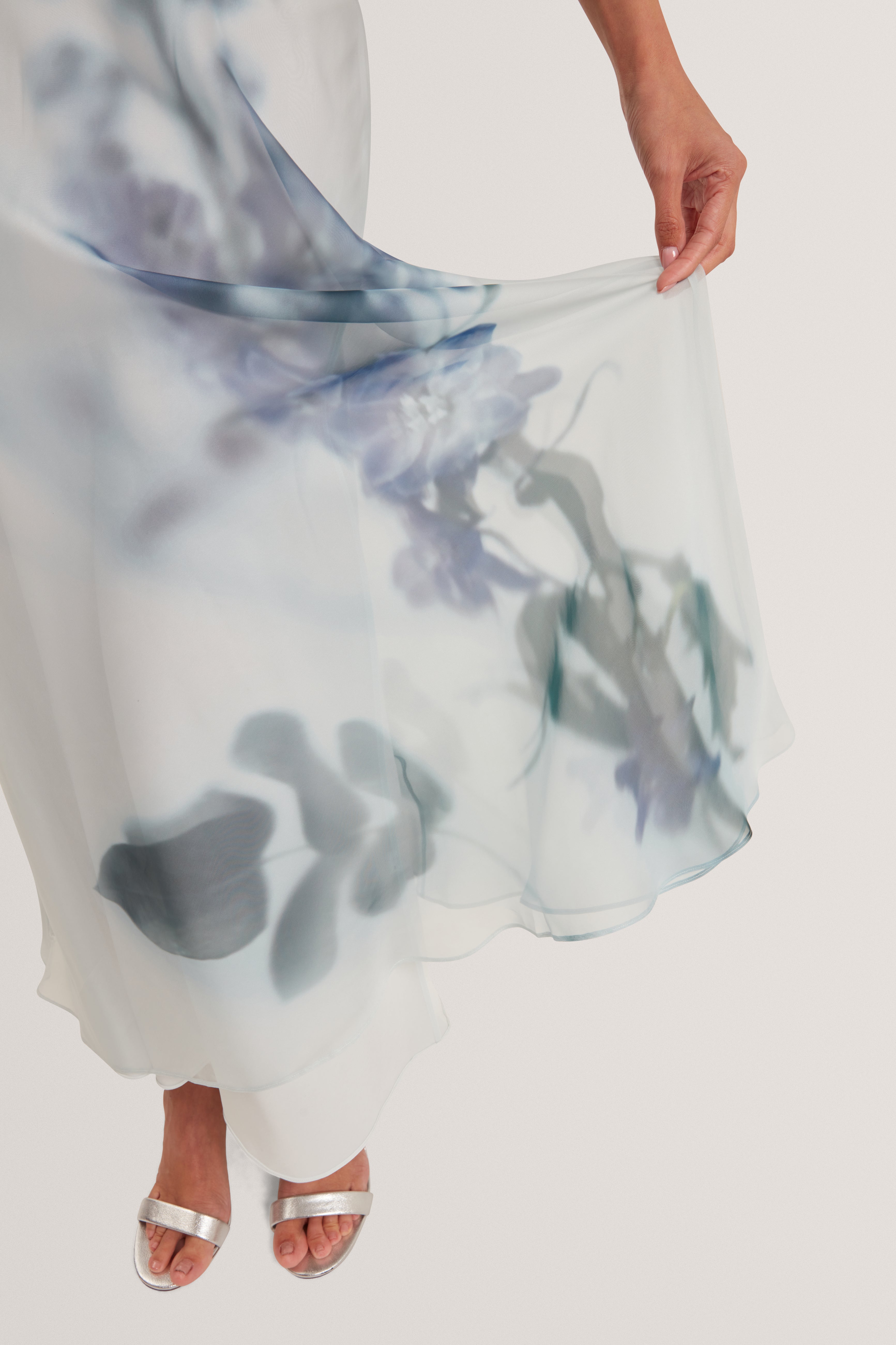 Lucania Chiffon Printed Maxi Skirt Lt-Green