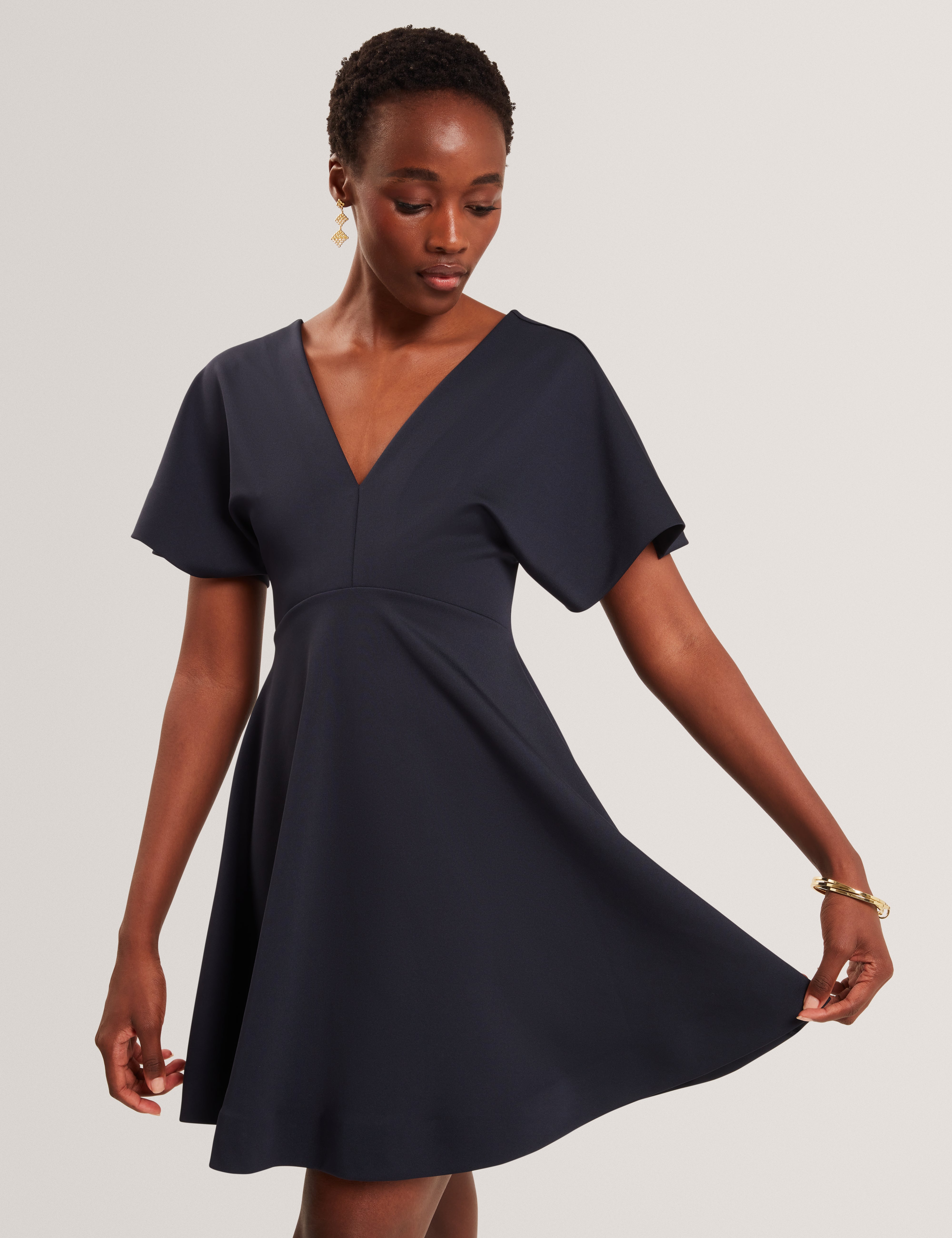Catlnn Milano Jersey Skater Dress Navy