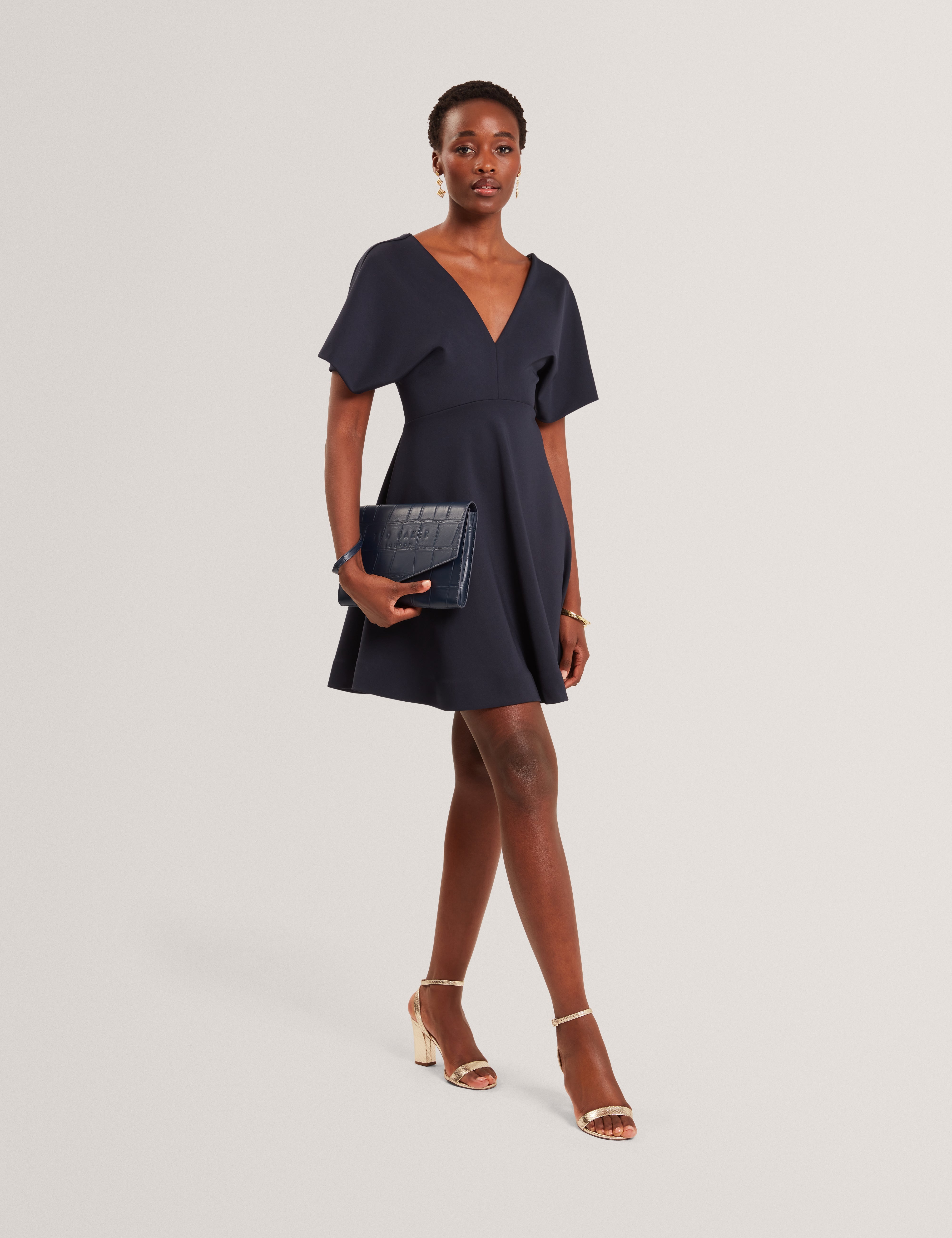 Catlnn Milano Jersey Skater Dress Navy