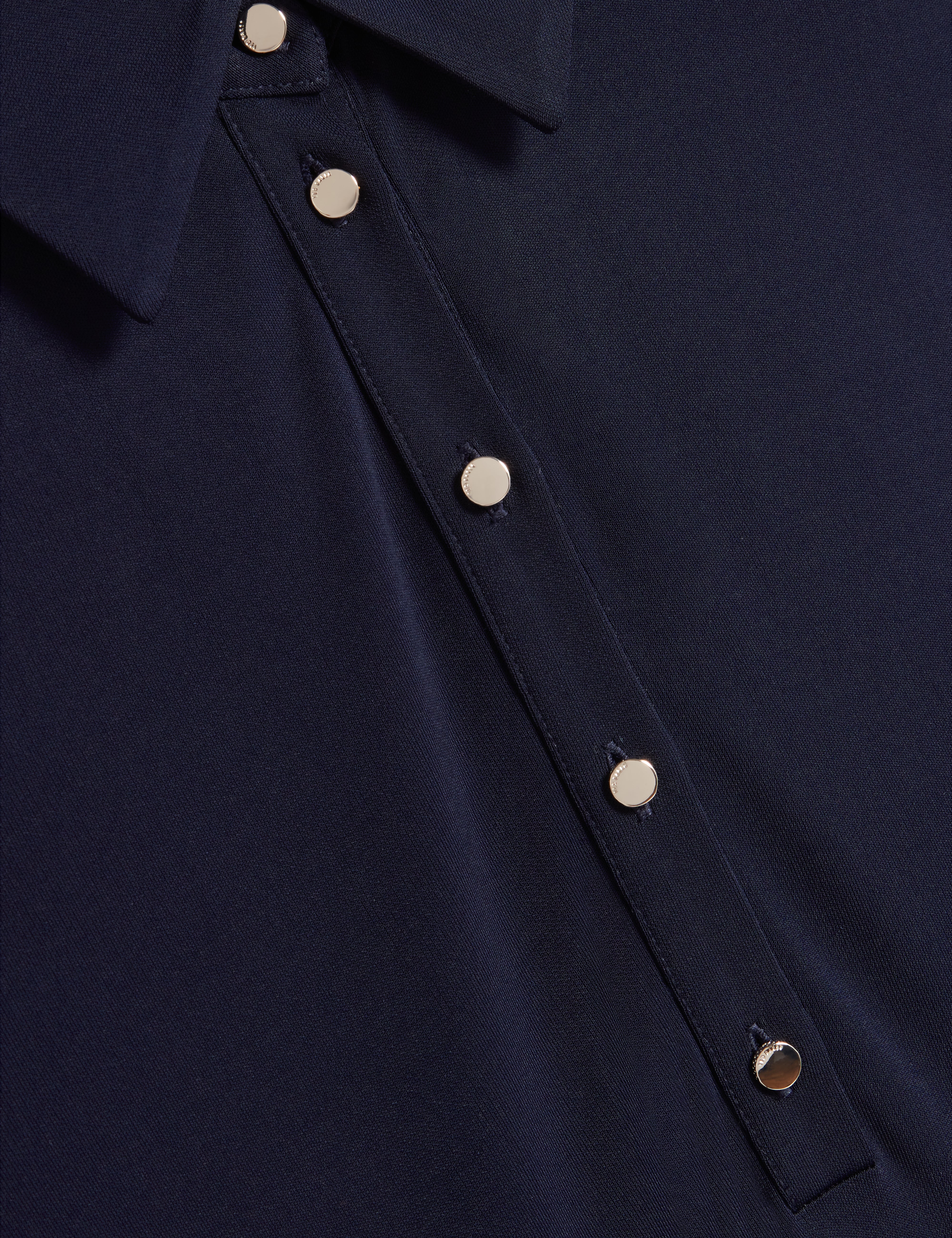 Talyahh Crepe Jersey Button Down Collared Midi Dress Navy