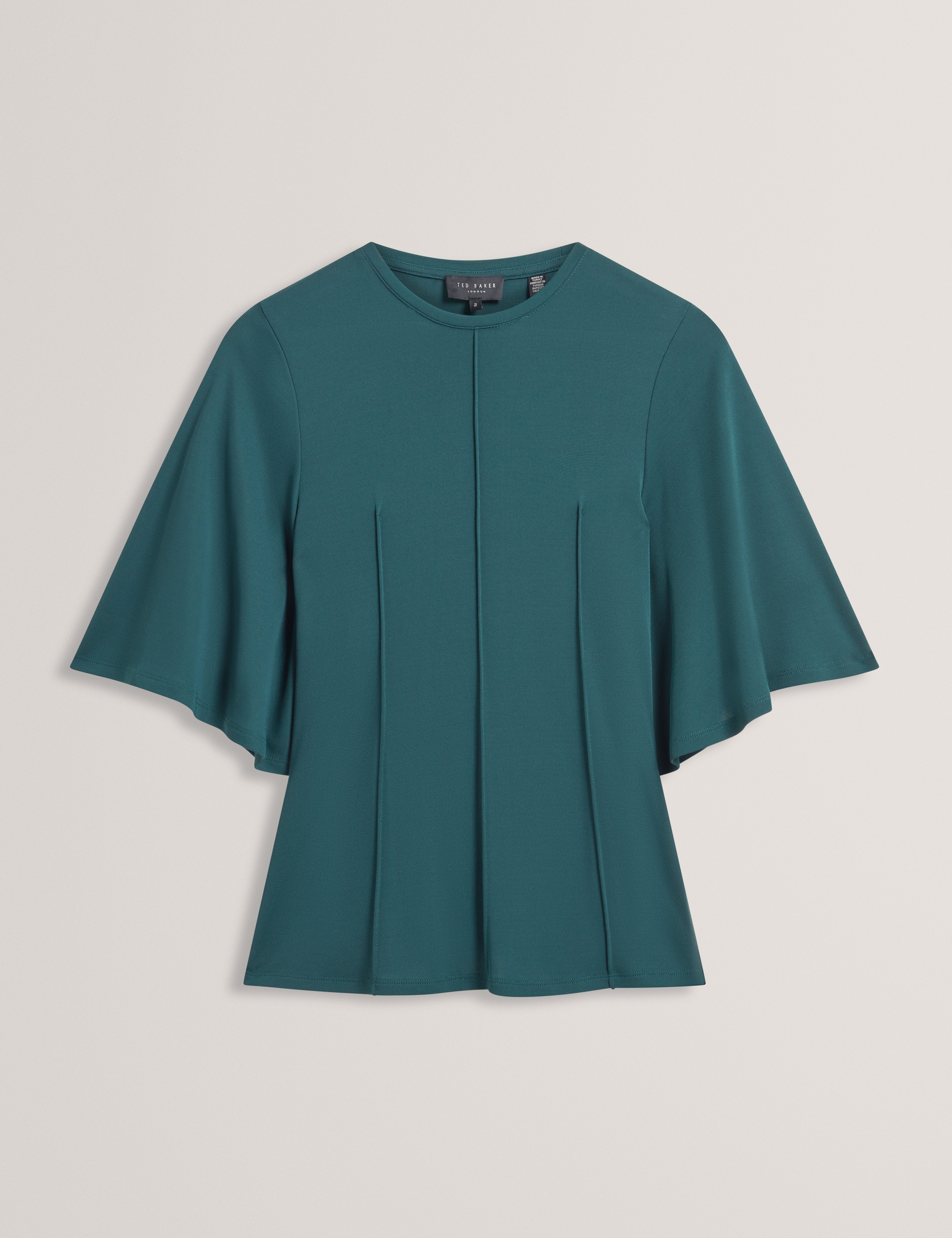 Jackaln Crepe Jersey Seam Detail Short Sleeve Top Dk-Green