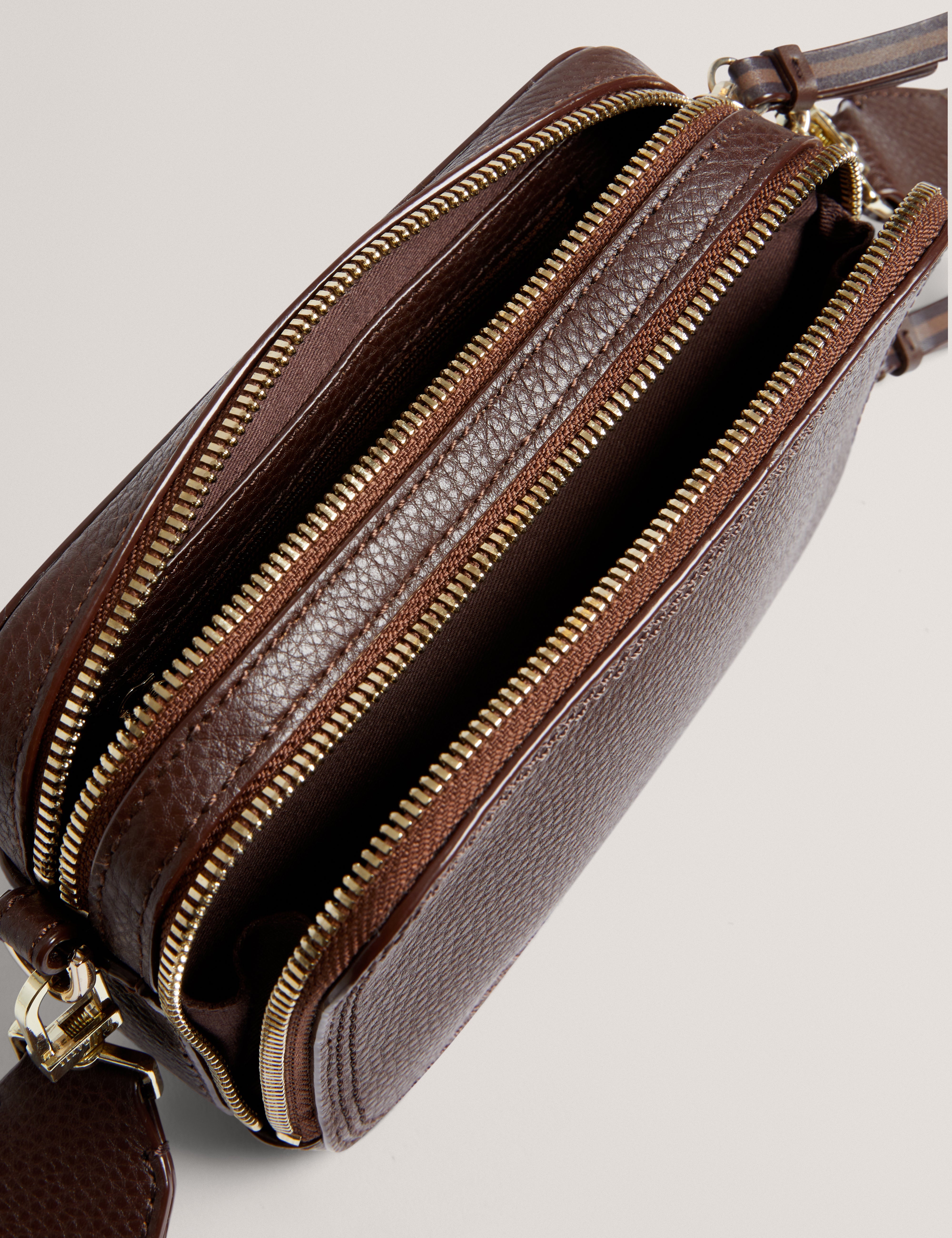 Willsa Mini Webbing Leather Crossbody Bag Brown