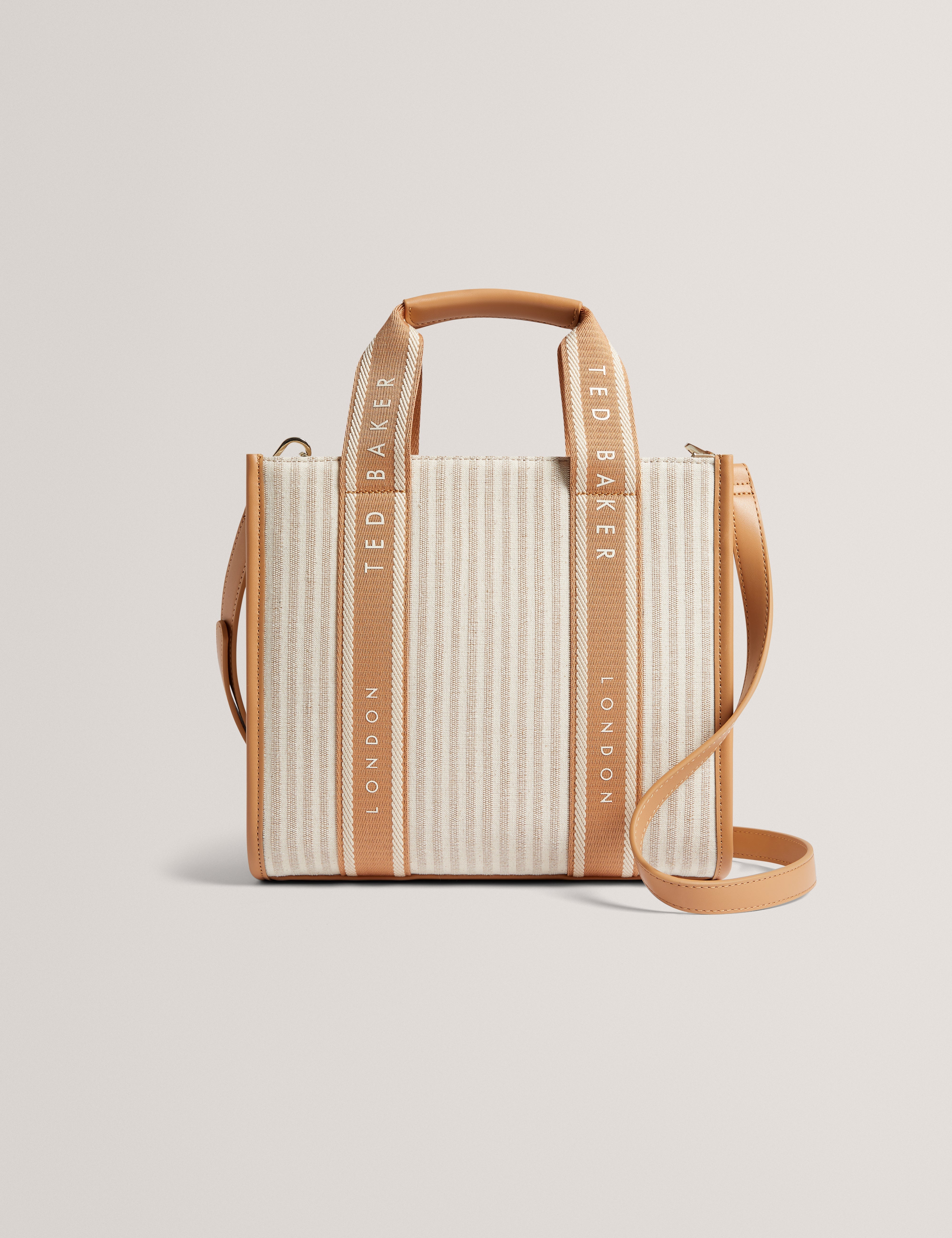 Harllee Striped Canvas Small Webbing Bag Camel