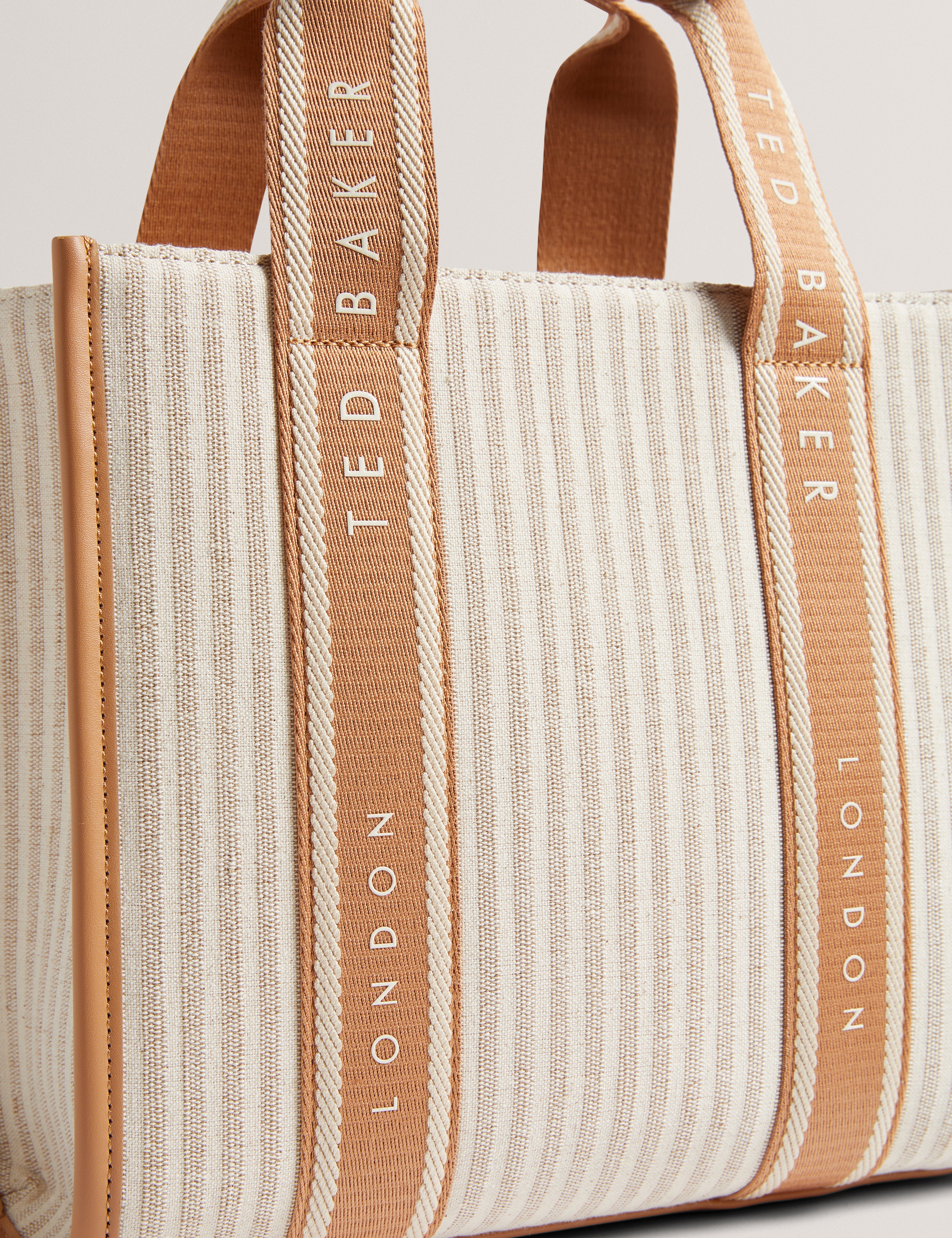 Harllee Striped Canvas Small Webbing Bag Camel