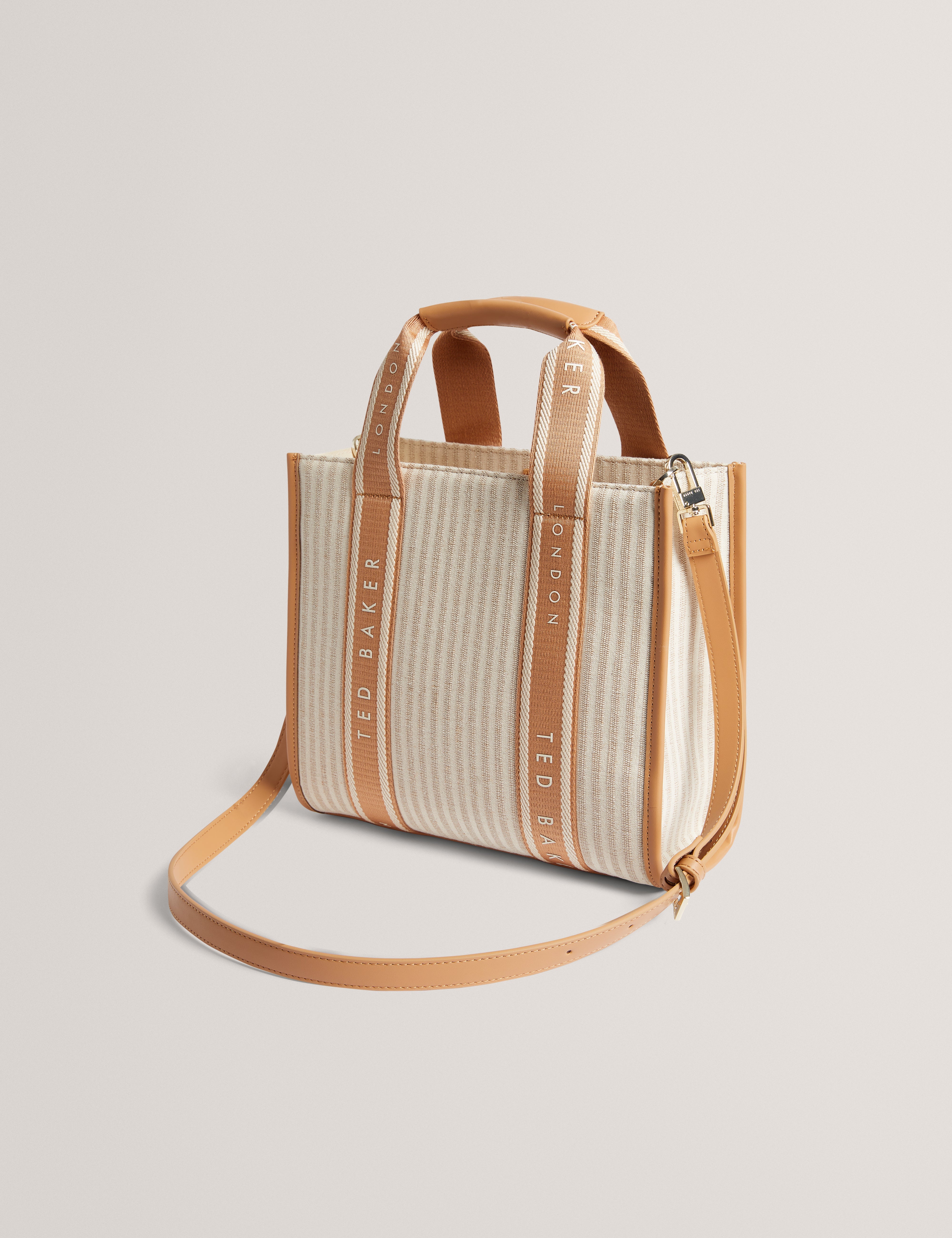 Harllee Striped Canvas Small Webbing Bag Camel