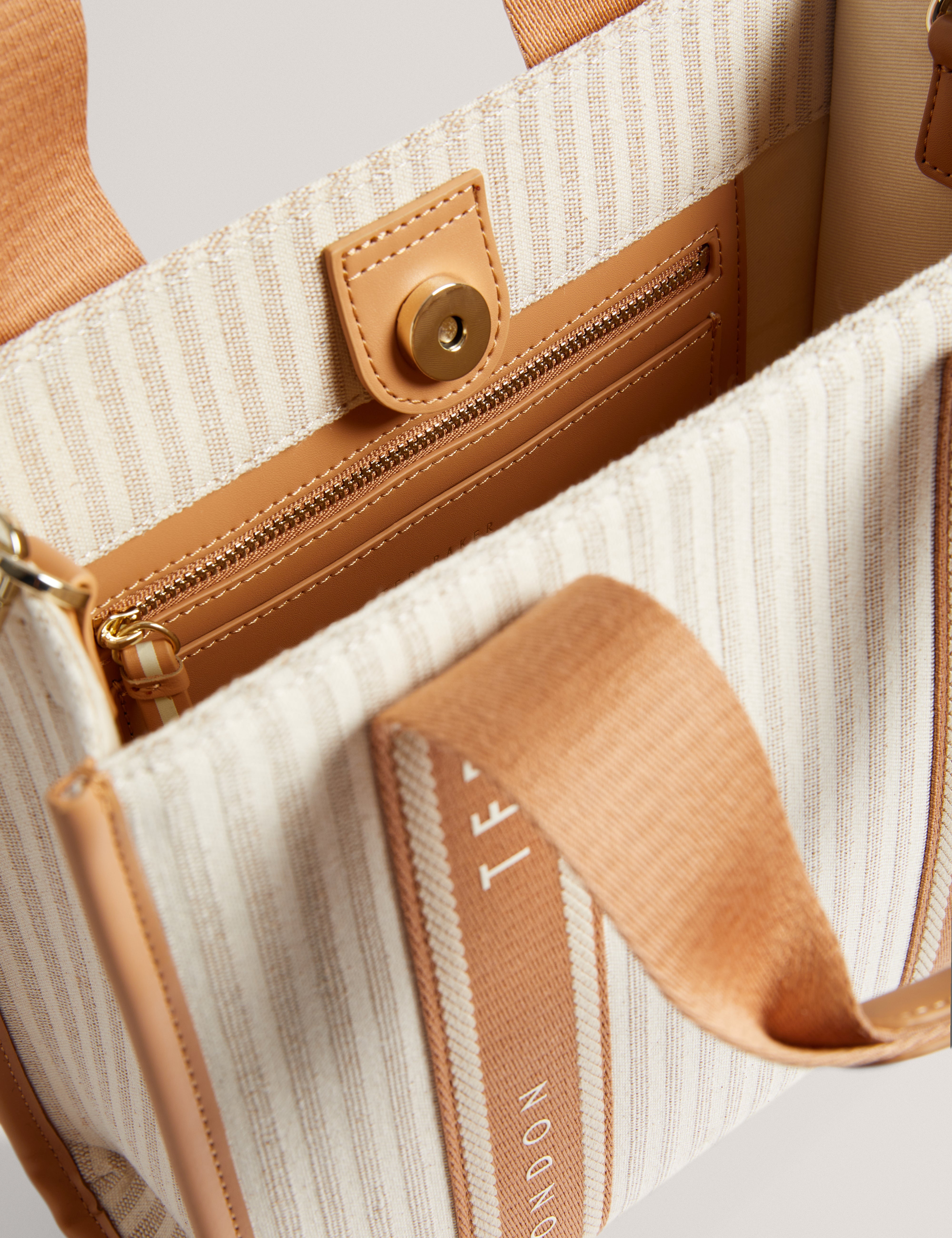 Harllee Striped Canvas Small Webbing Bag Camel