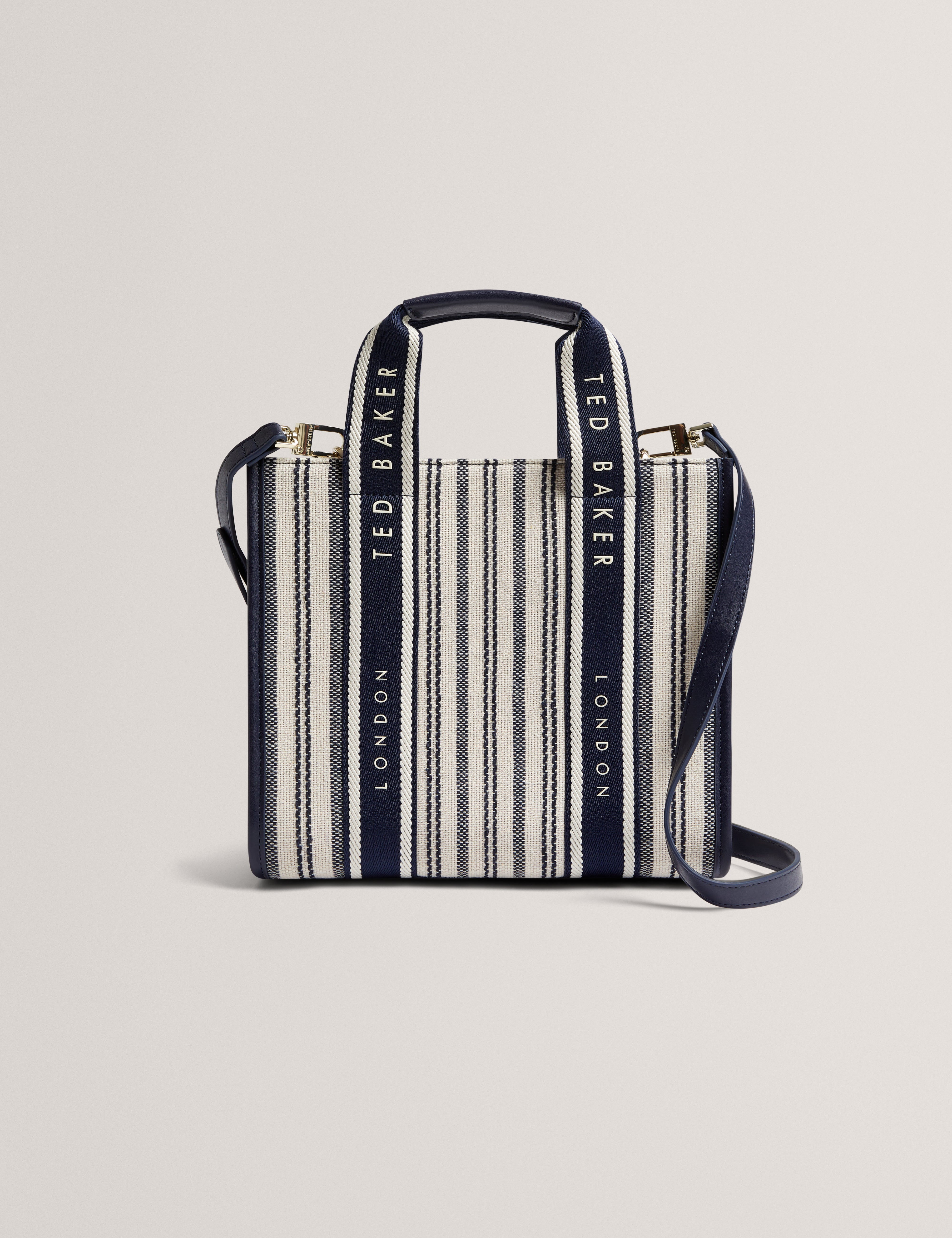 Harllee Striped Canvas Small Webbing Bag Navy