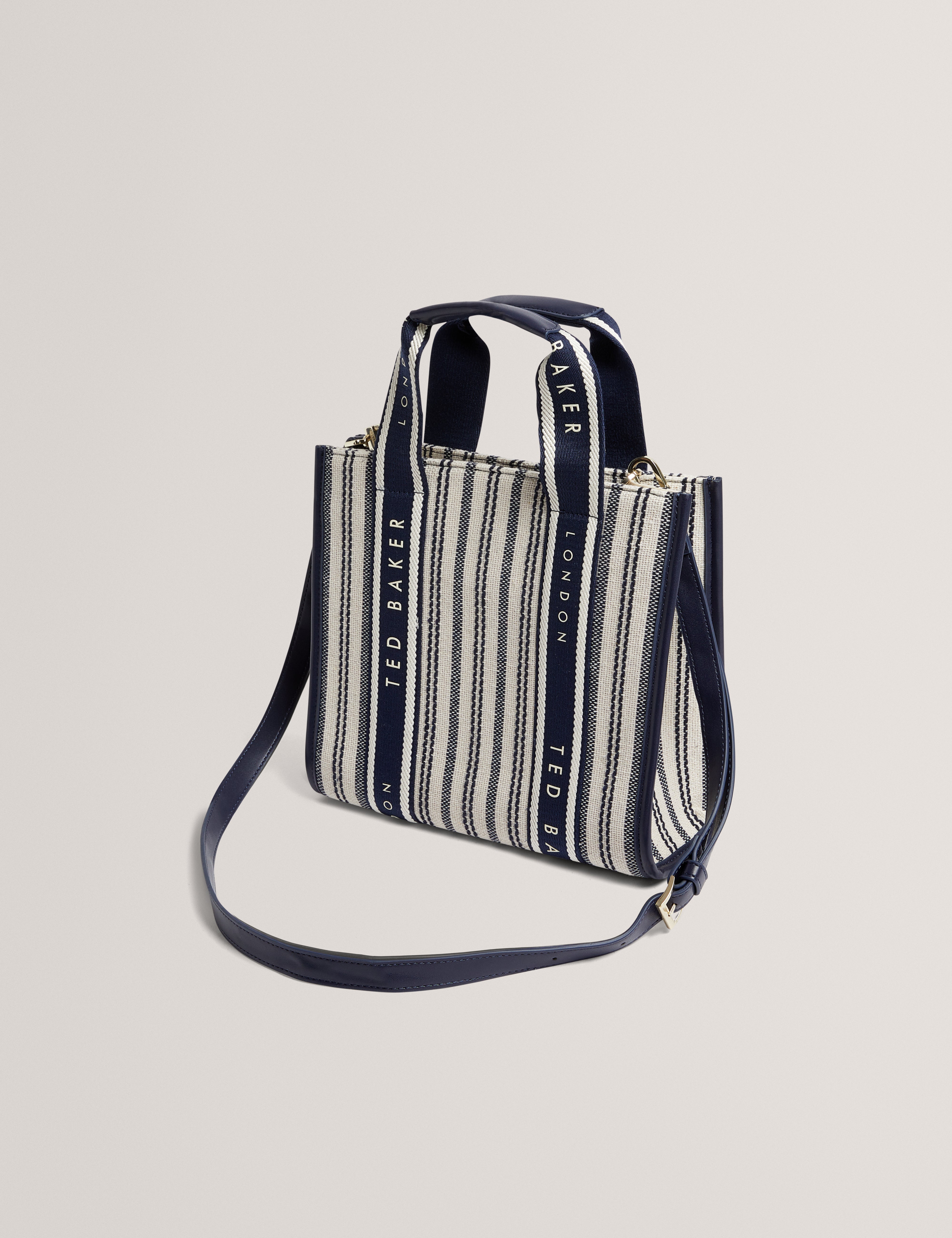 Harllee Striped Canvas Small Webbing Bag Navy