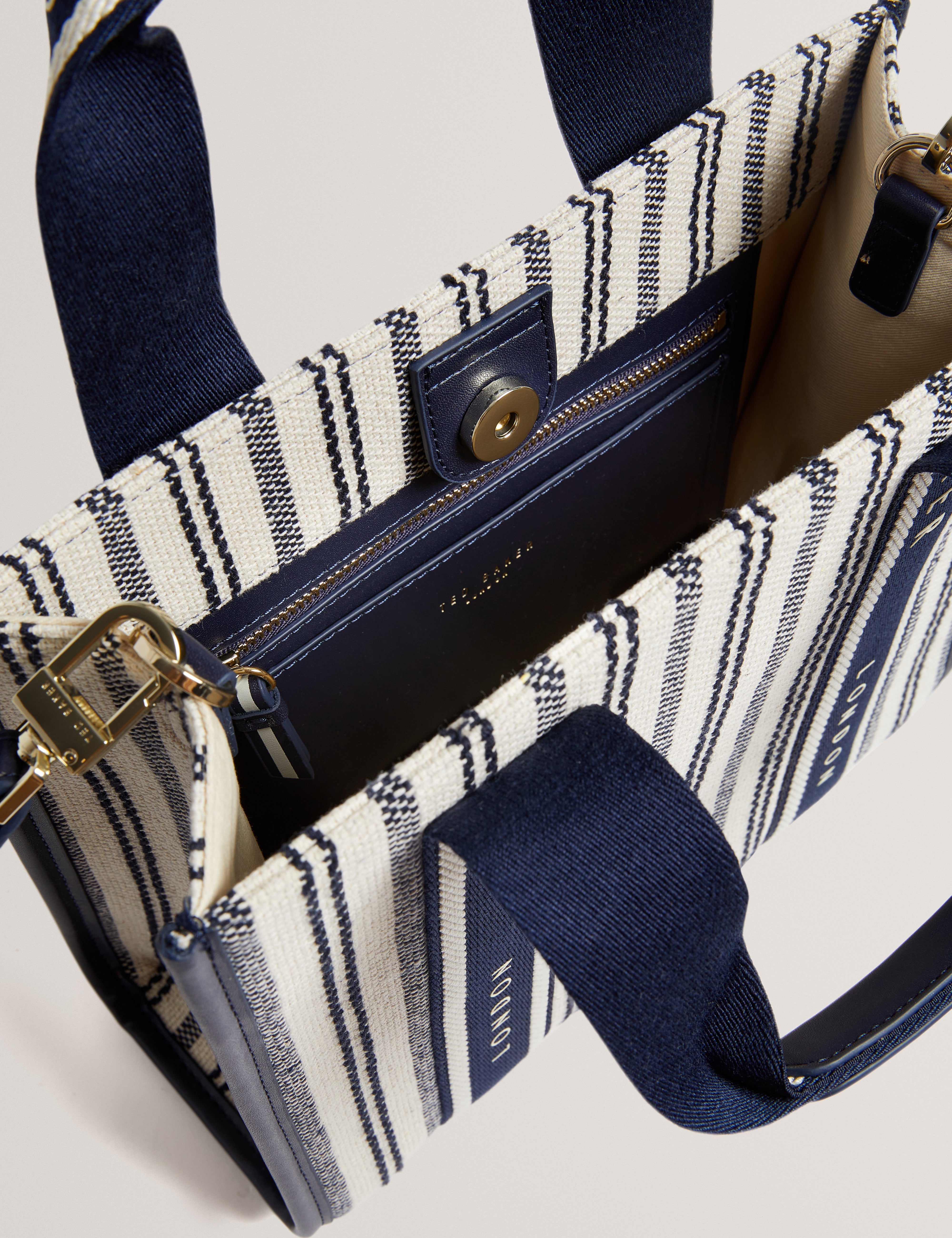 Harllee Striped Canvas Small Webbing Bag Navy